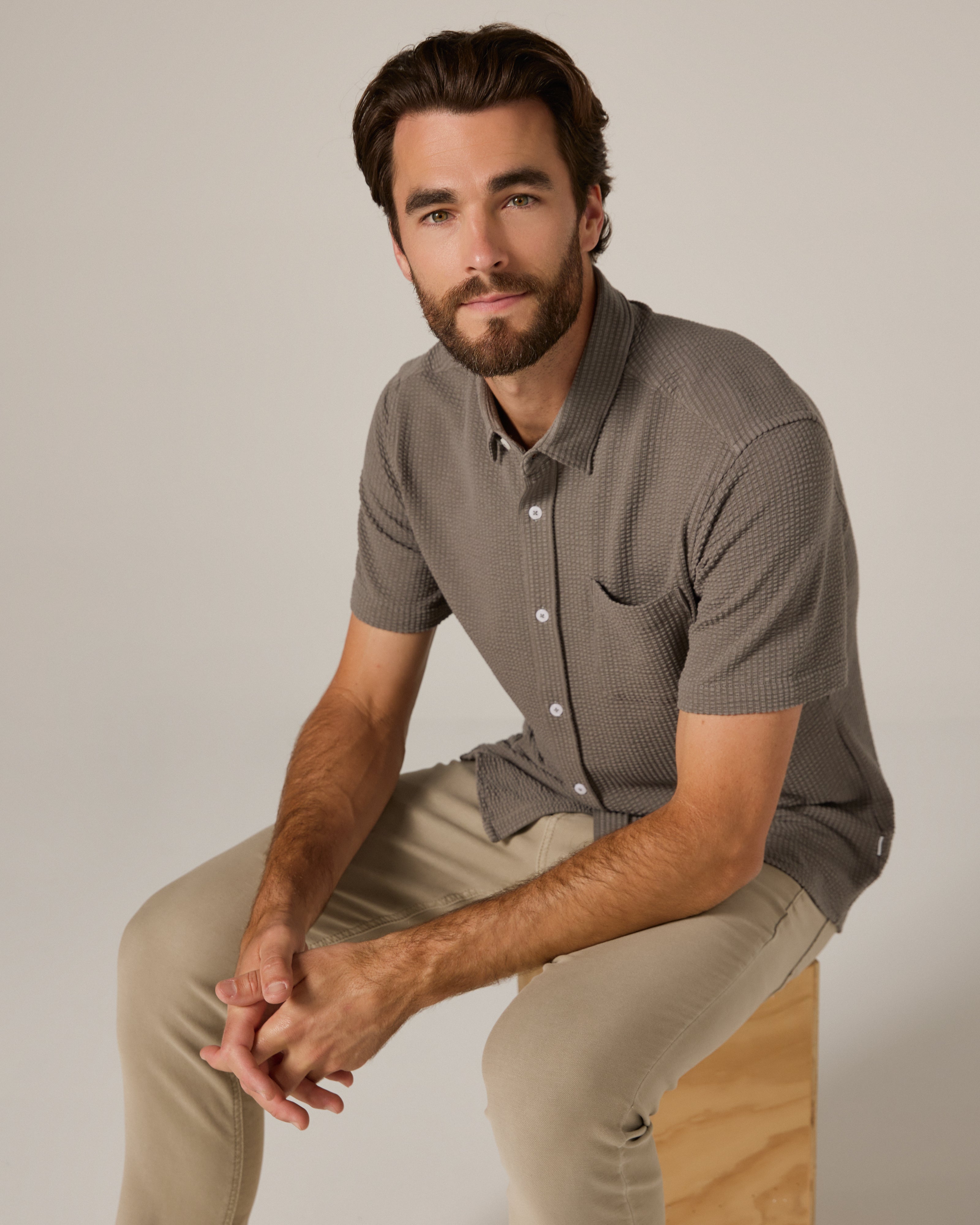 Bennet Seersucker Shirt Steel Grey