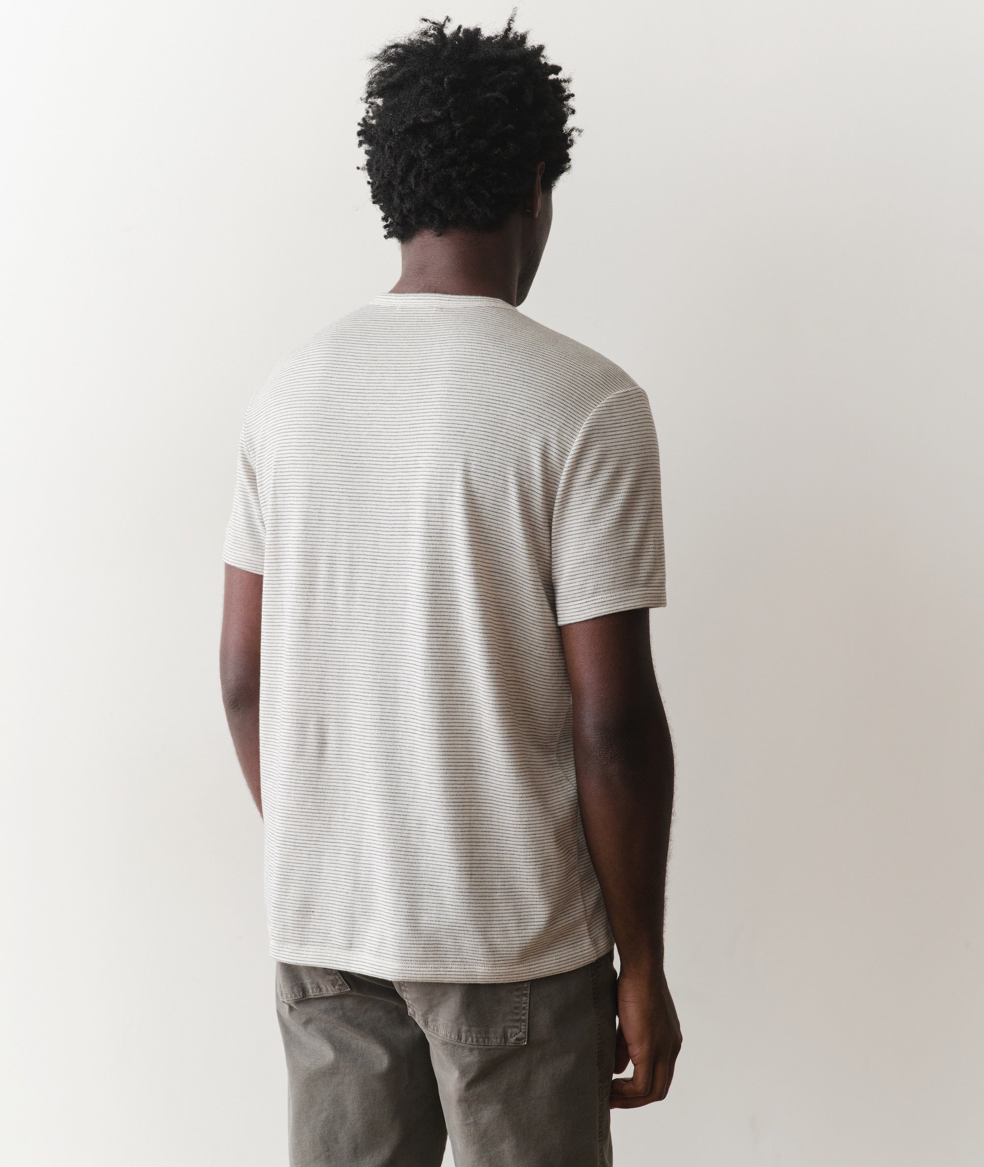 Signature Jacquard Crew Tee Whitecap/Navy