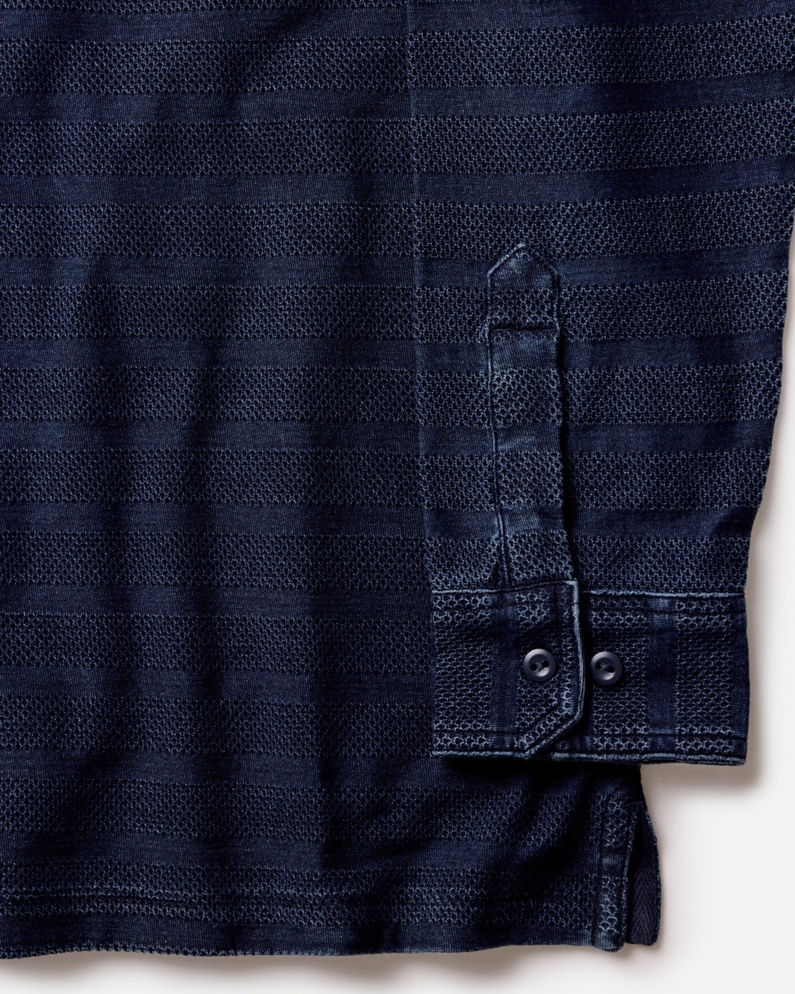 The Long Sleeve Knit Stripe Polo Indigo