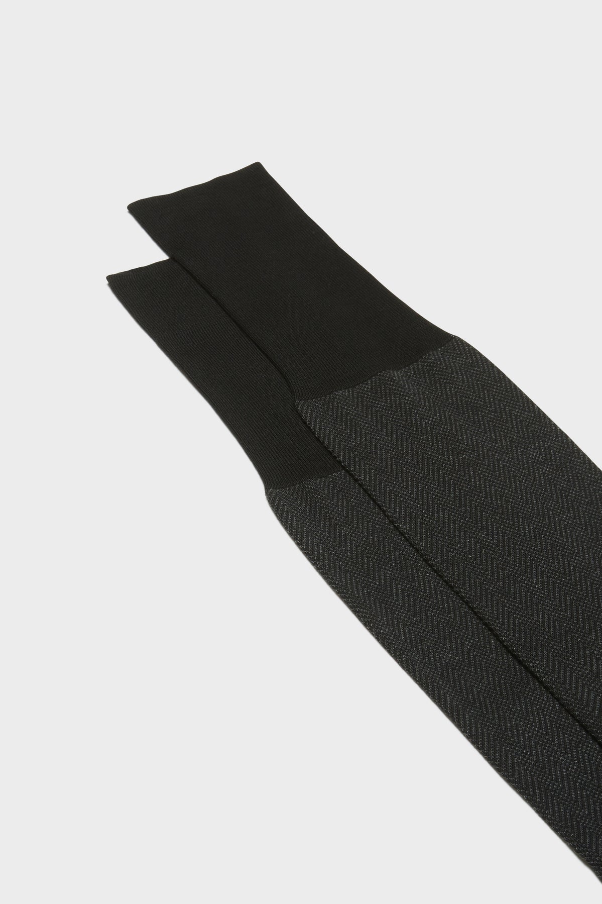 Cotton Herringbone Mid-Calf Sock Black-Anthracite