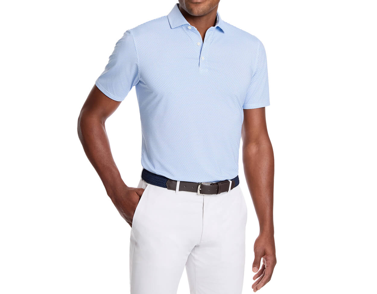 Davis Printed Performance Jersey Knit Polo Skye & Marlin Blue