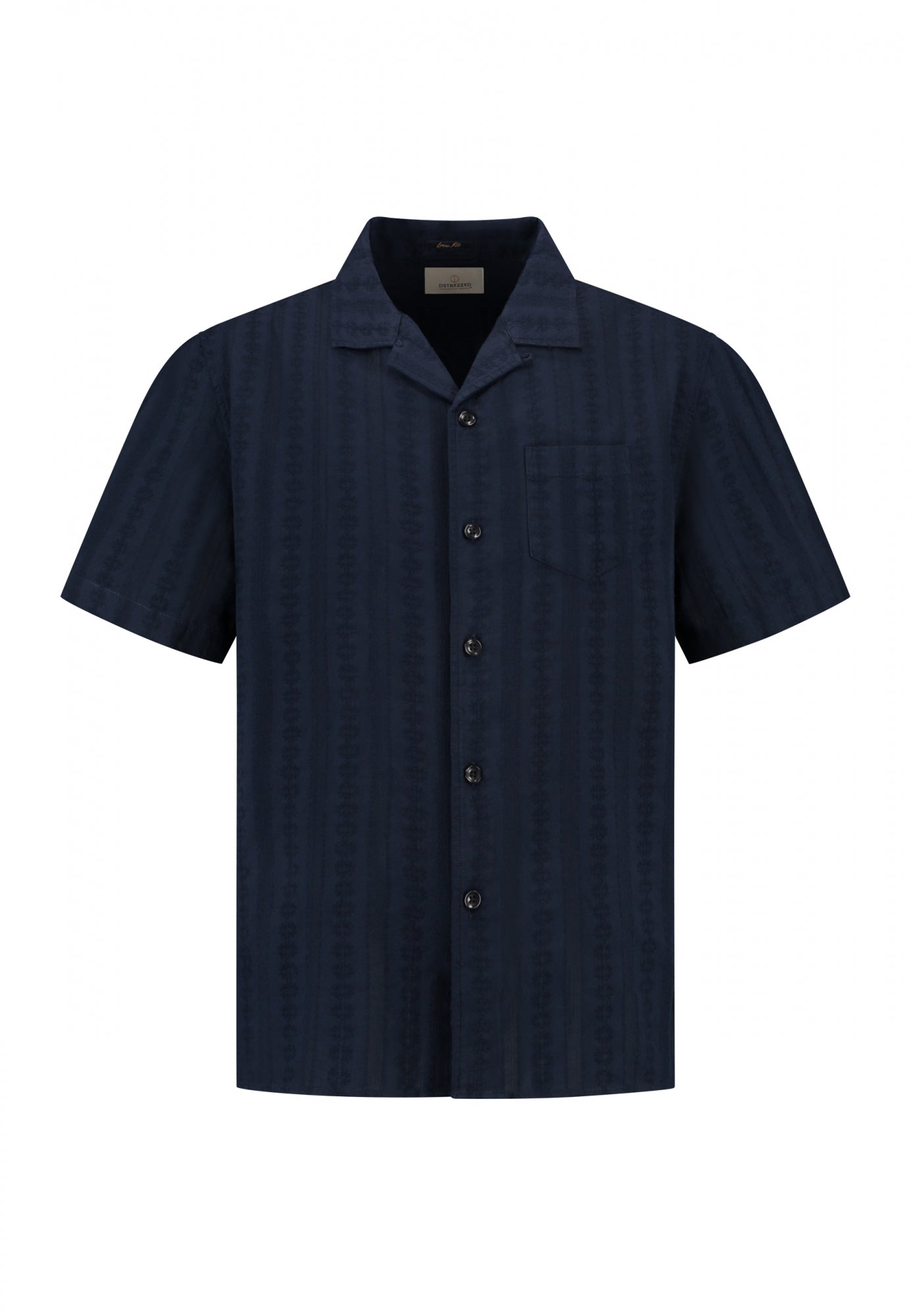 Sirius Textured Cotton Resort Shirt Dark Navy