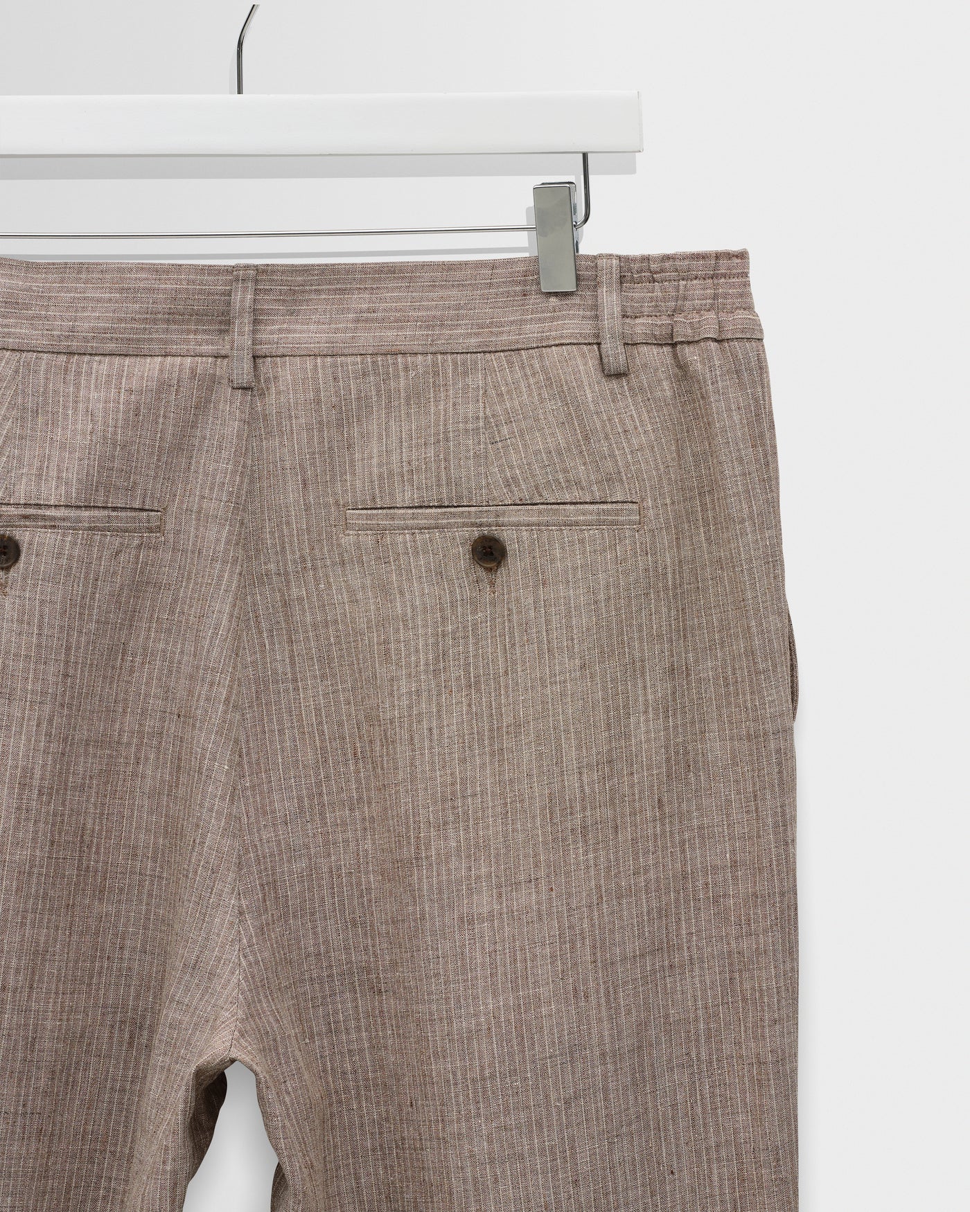 Malham Trouser in Linen Stripe Natural/Brown