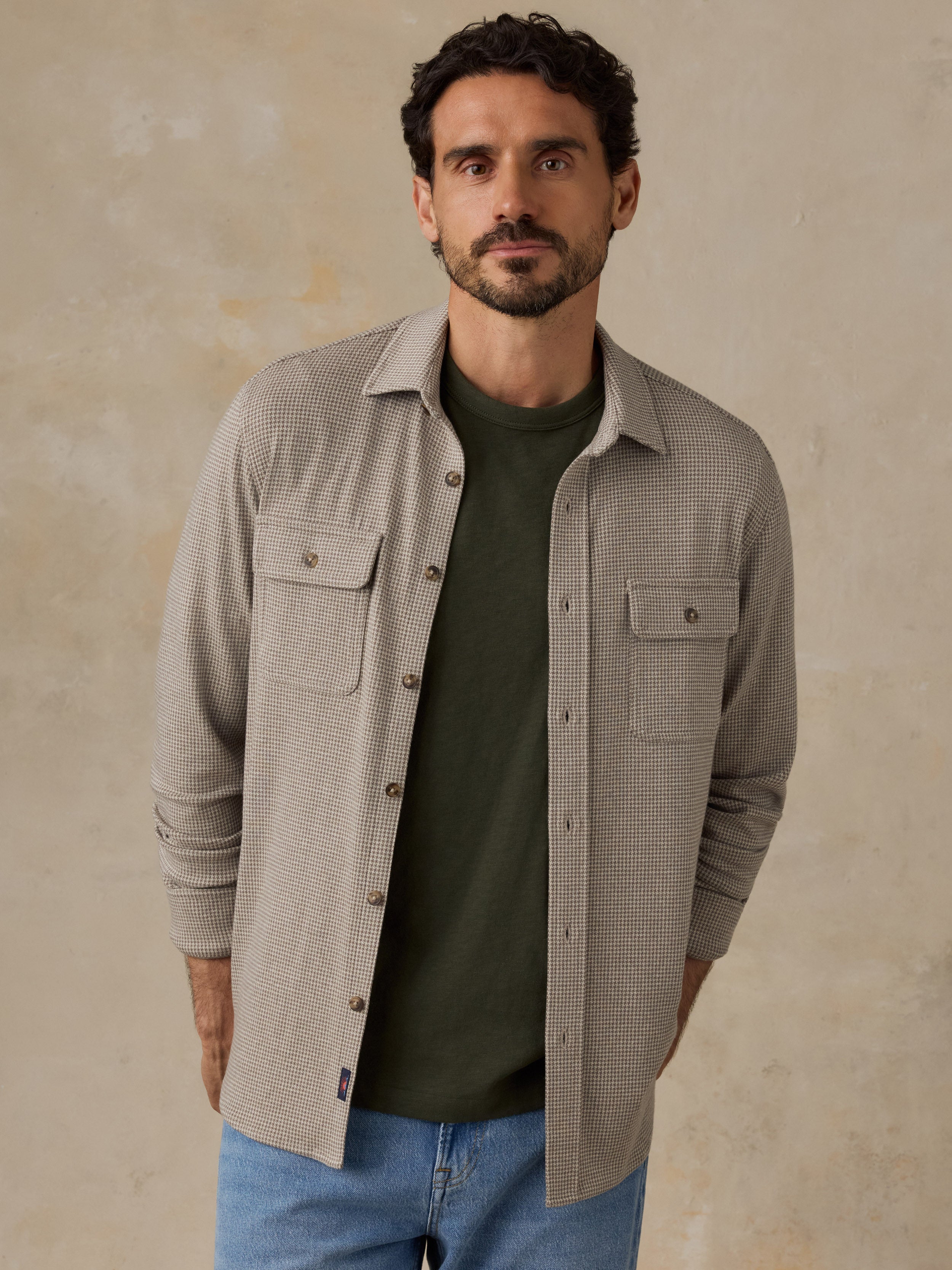 Legend Sweater Shirt Taupe Brown Pincheck