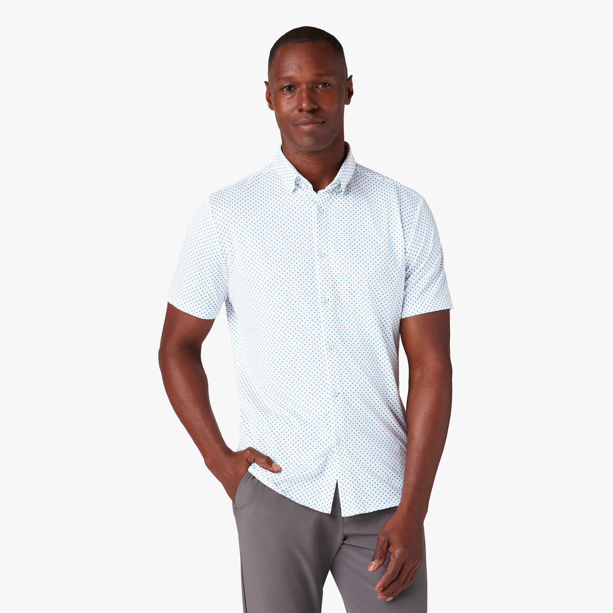 Halyard No Tuck Dress Shirt Cyan Enlarged Dot