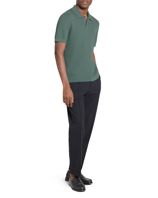 Cable Knit Polo in Tactile Cotton Light Pine Grove