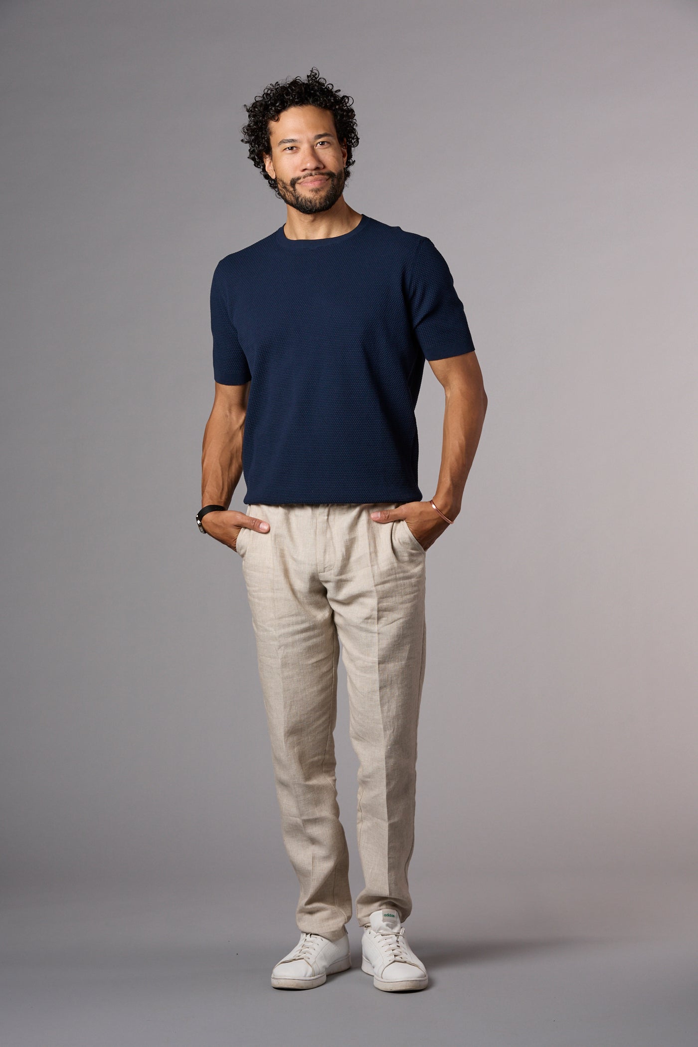 Textured Knit Tee Navy