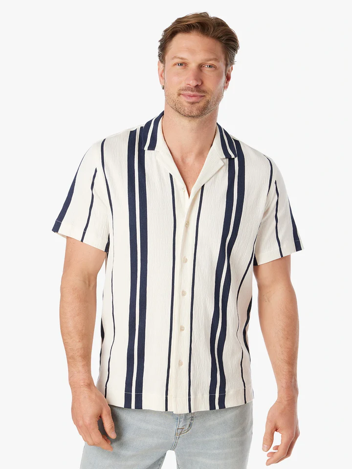 Babylon Camp Shirt Navy Beach Stripe