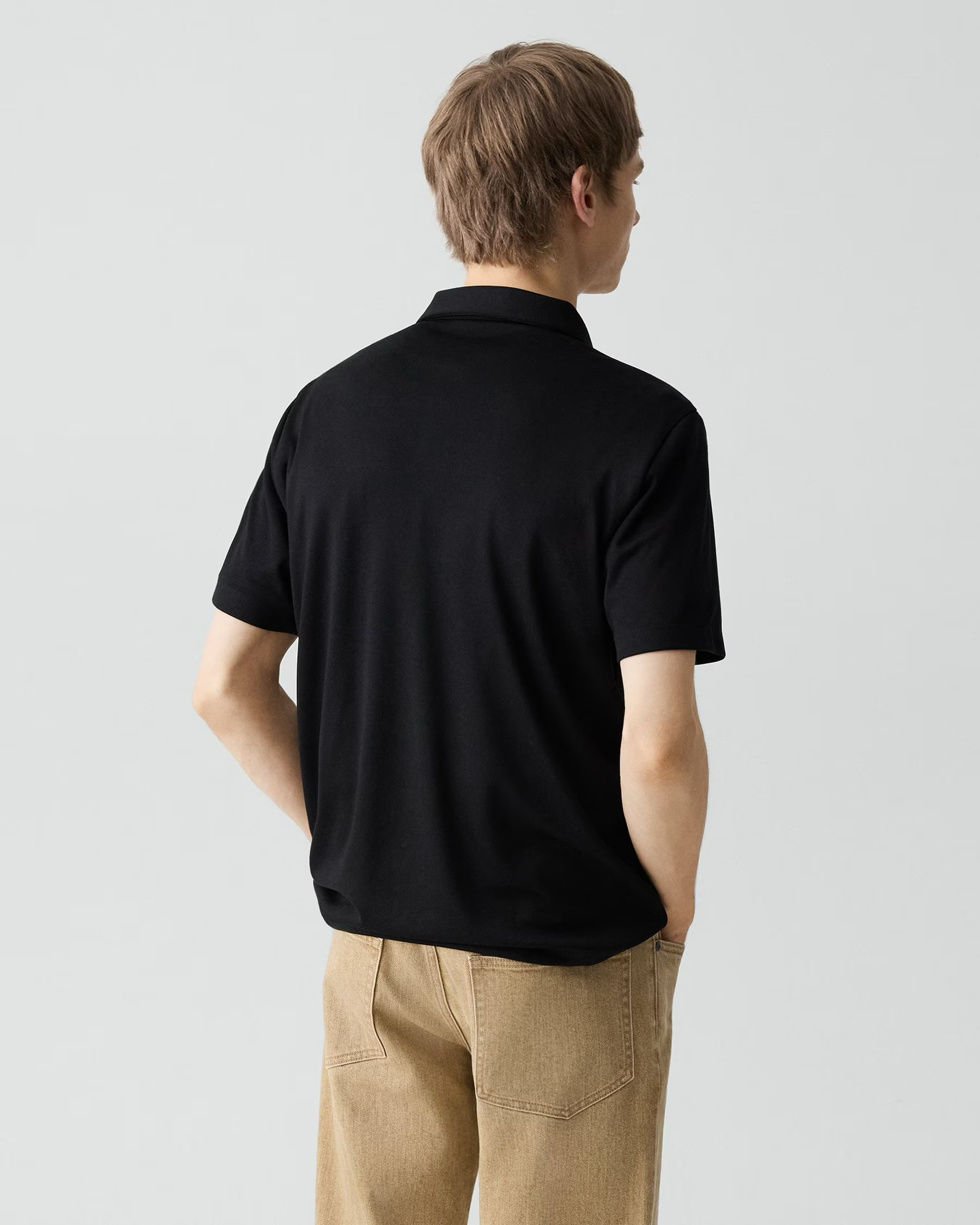 Bron Polo Shirt in Anemone Modal Jersey Black