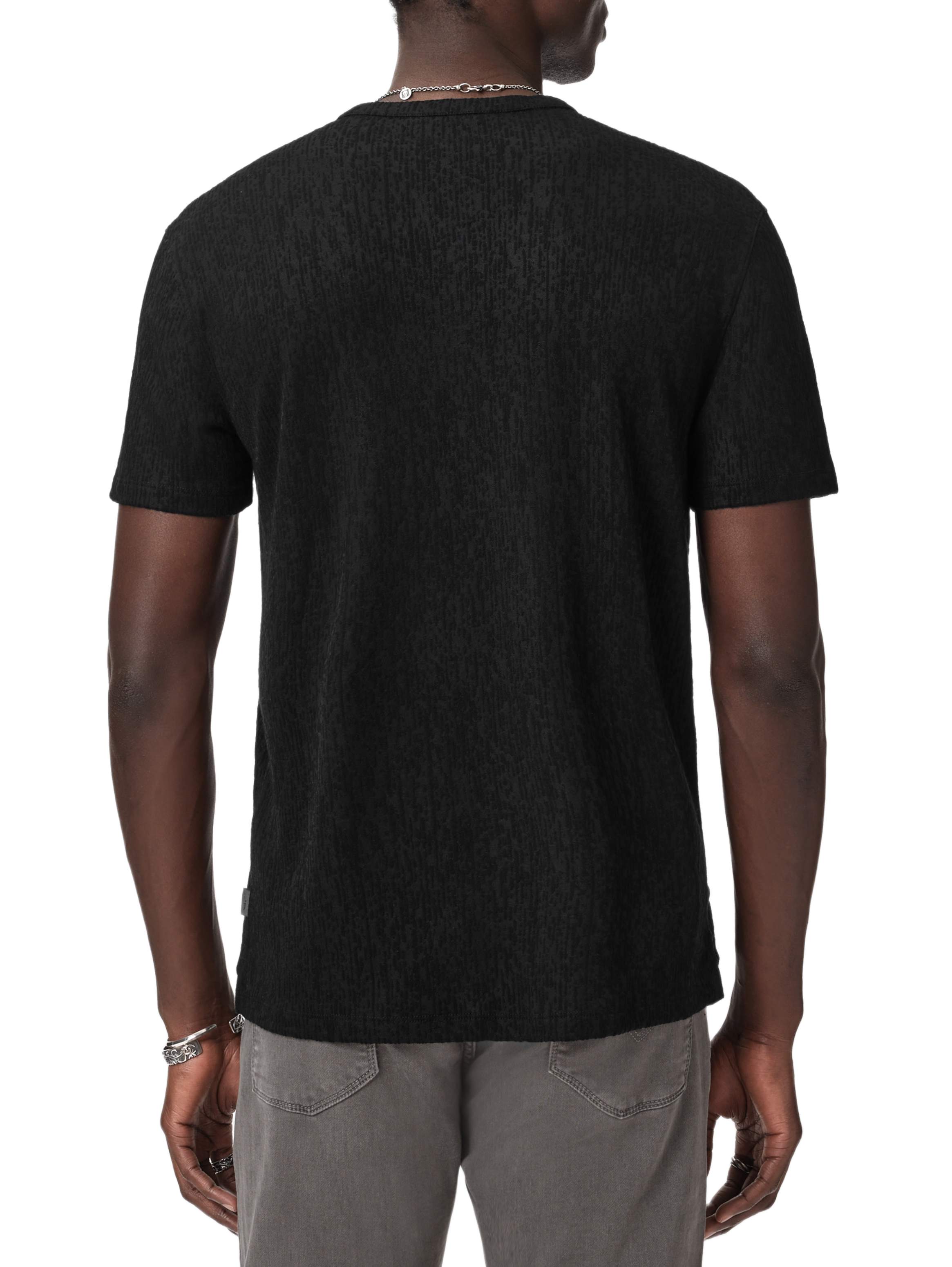 Egon Textured Short Sleeve Henley Black
