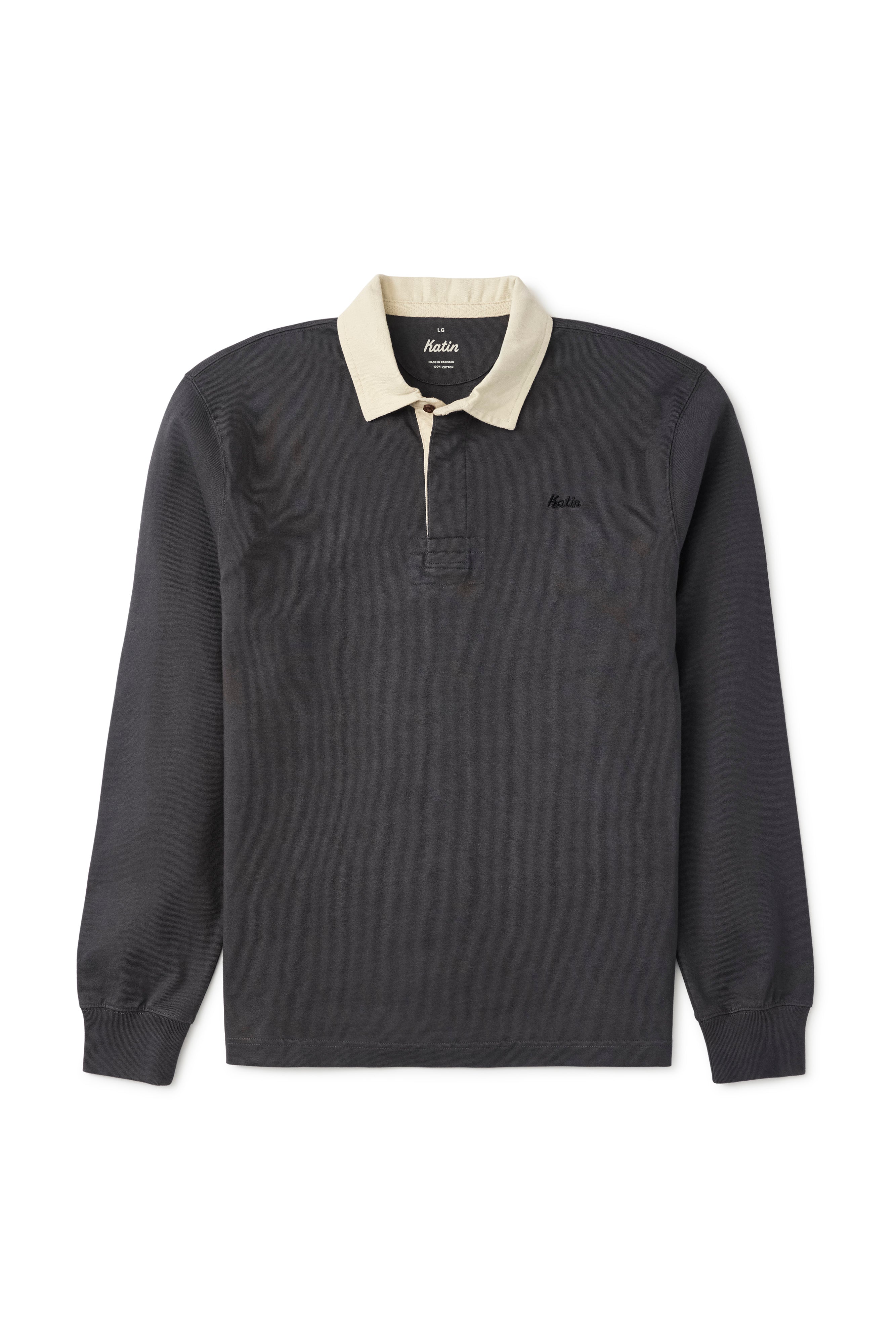 Ronan Rugby Polo Black Vintage Wash
