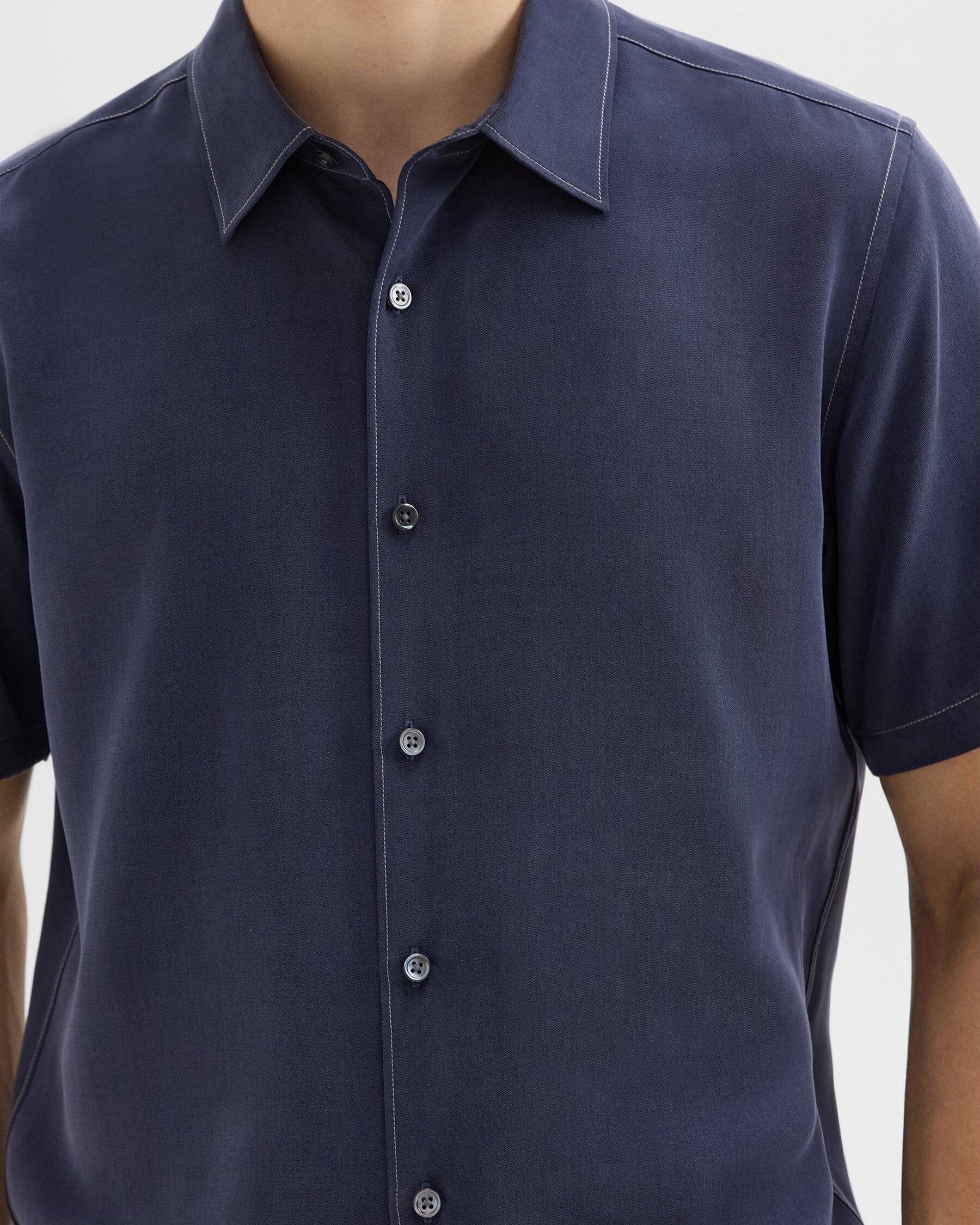 Irving Sylvain Texture Short Sleeve Shirt Baltic