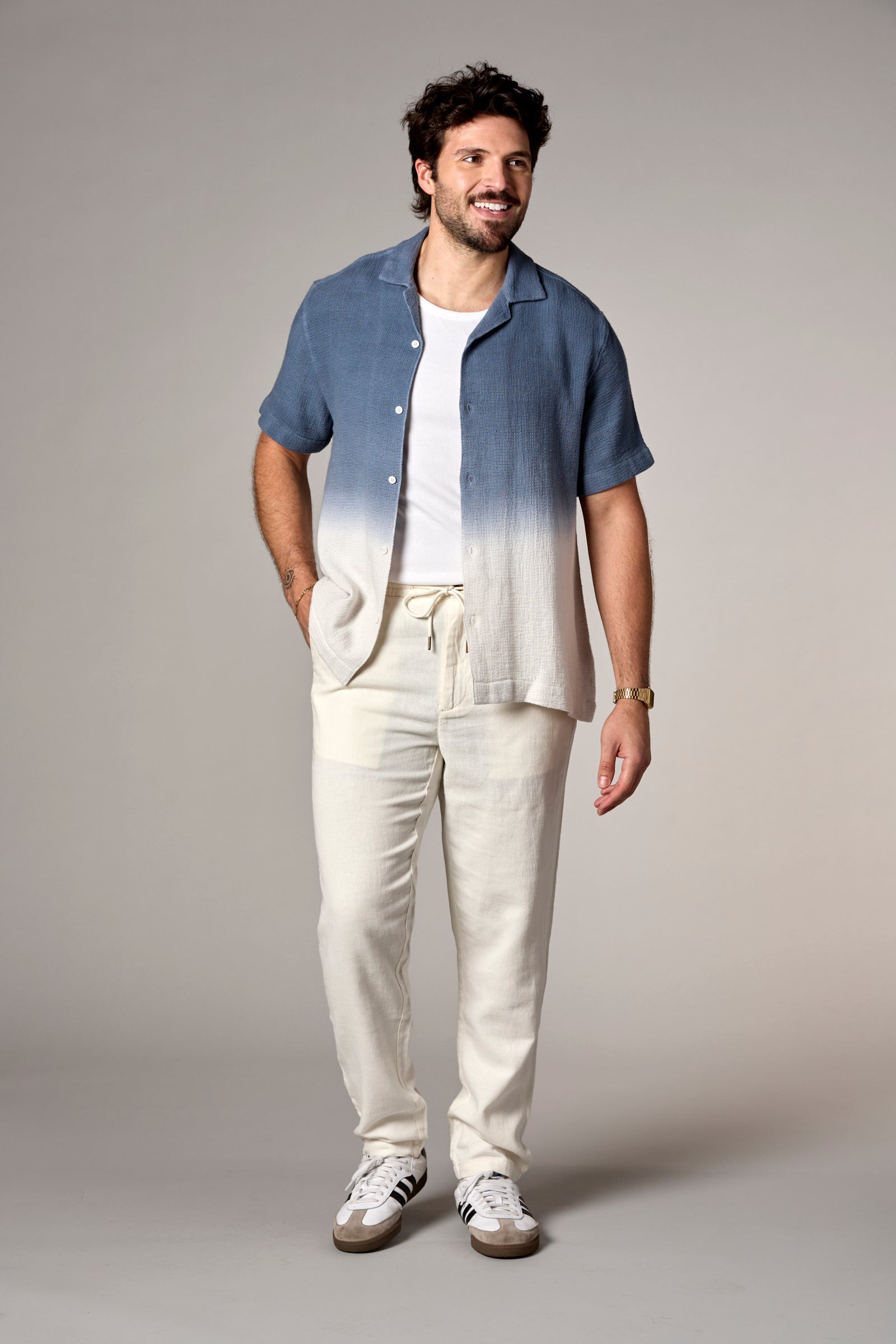 Bahamas S/S Dip Dyed Camp Shirt Navy Dip Dye