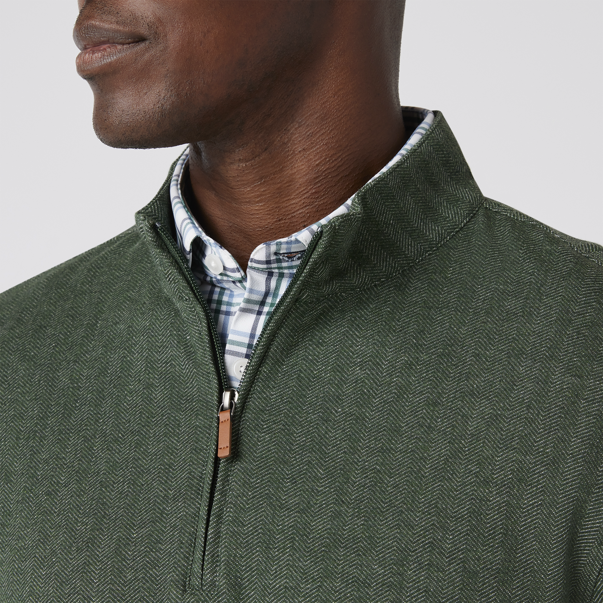 KPI Quarter Zip, Spruce Herringbone