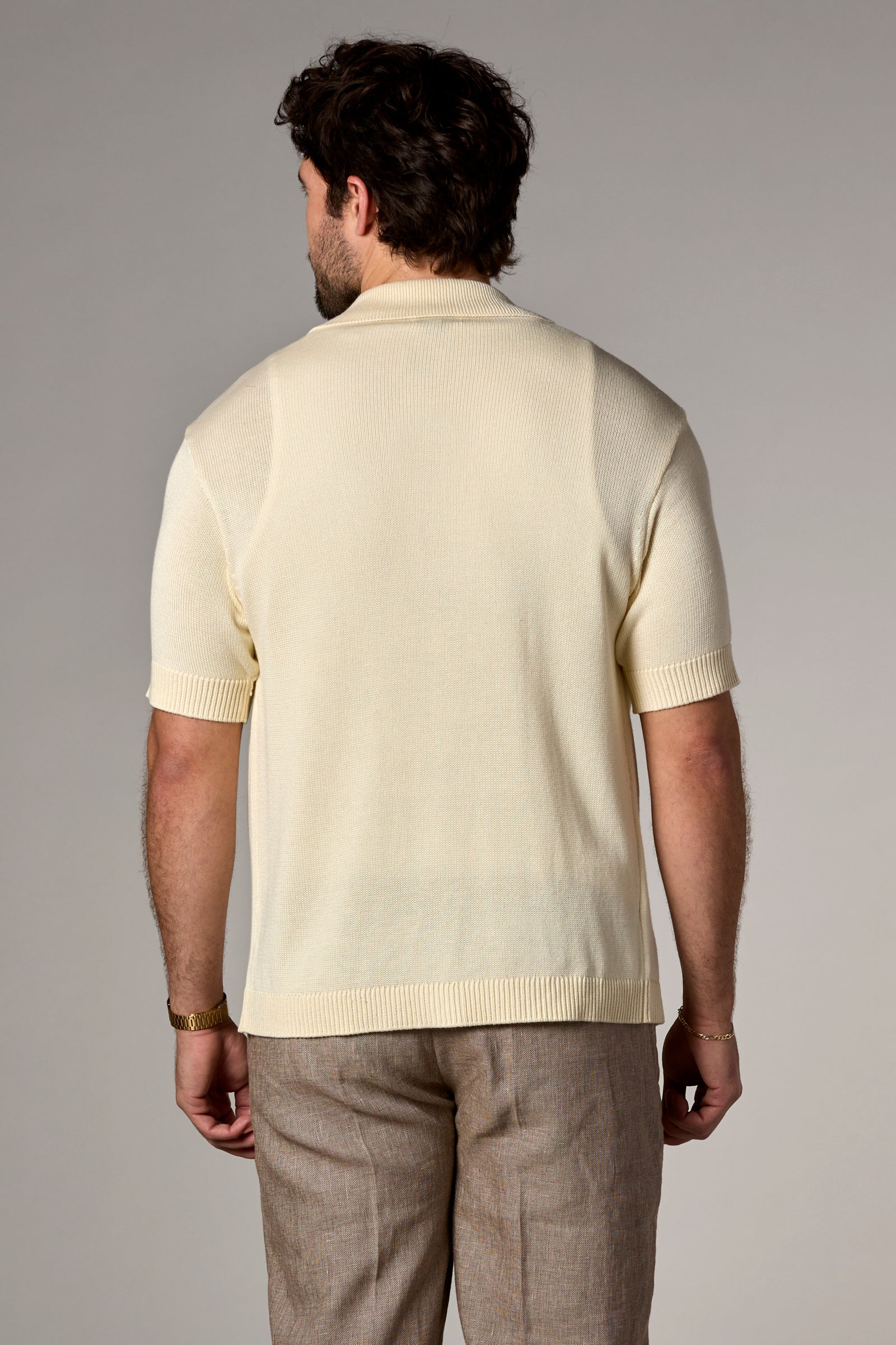 Embroidered Knit Shirt Ivory Combo