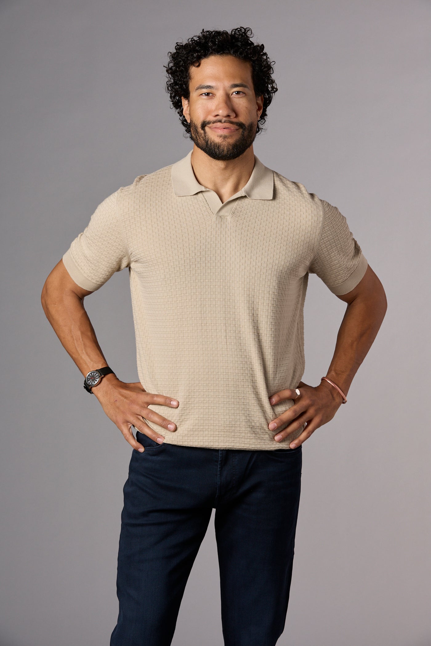 Textured Knit Polo Beige