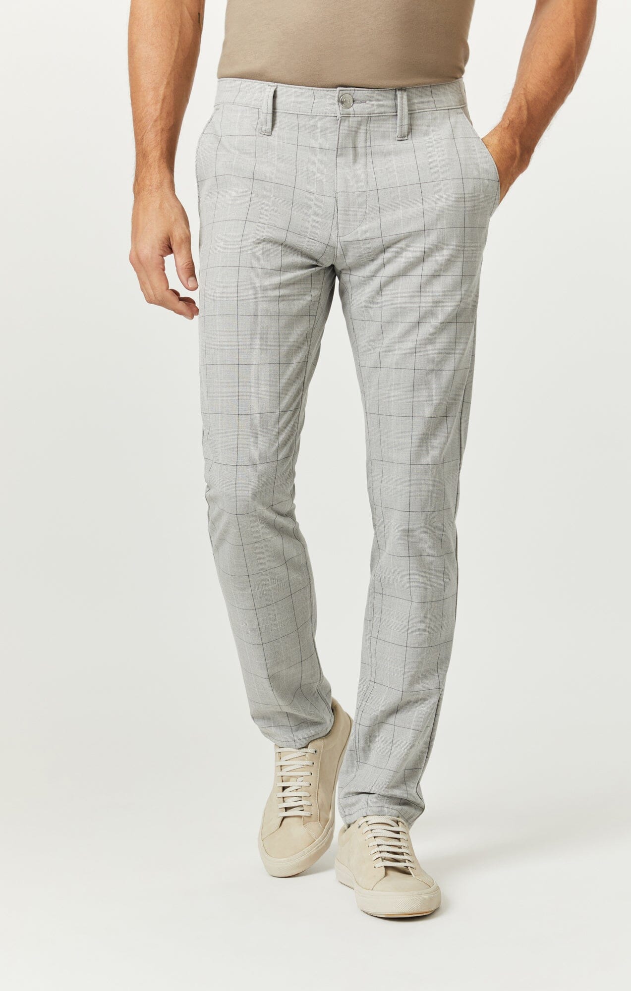 Milton Slim Leg Chinos Light Grey Check