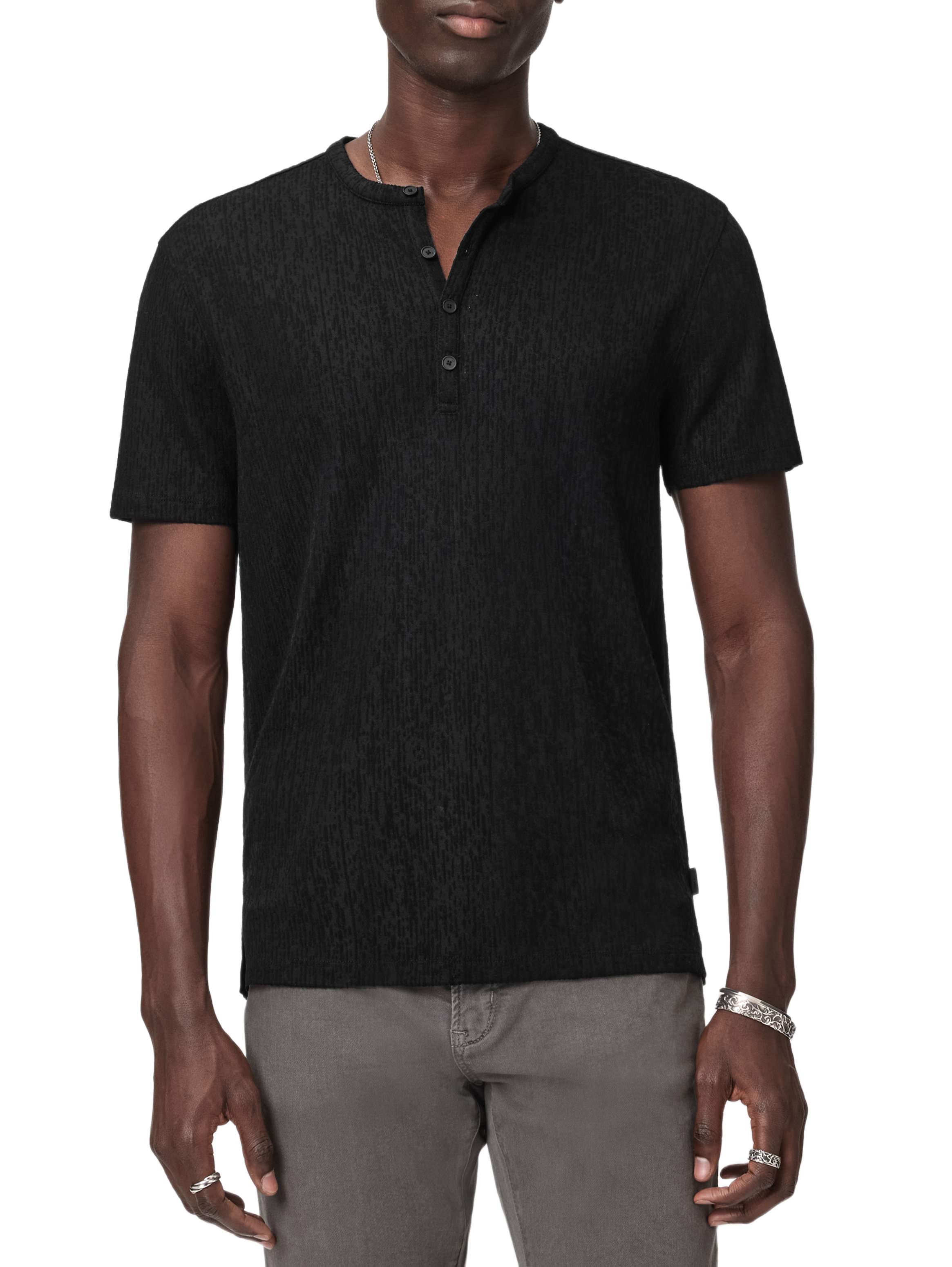Egon Textured Short Sleeve Henley Black
