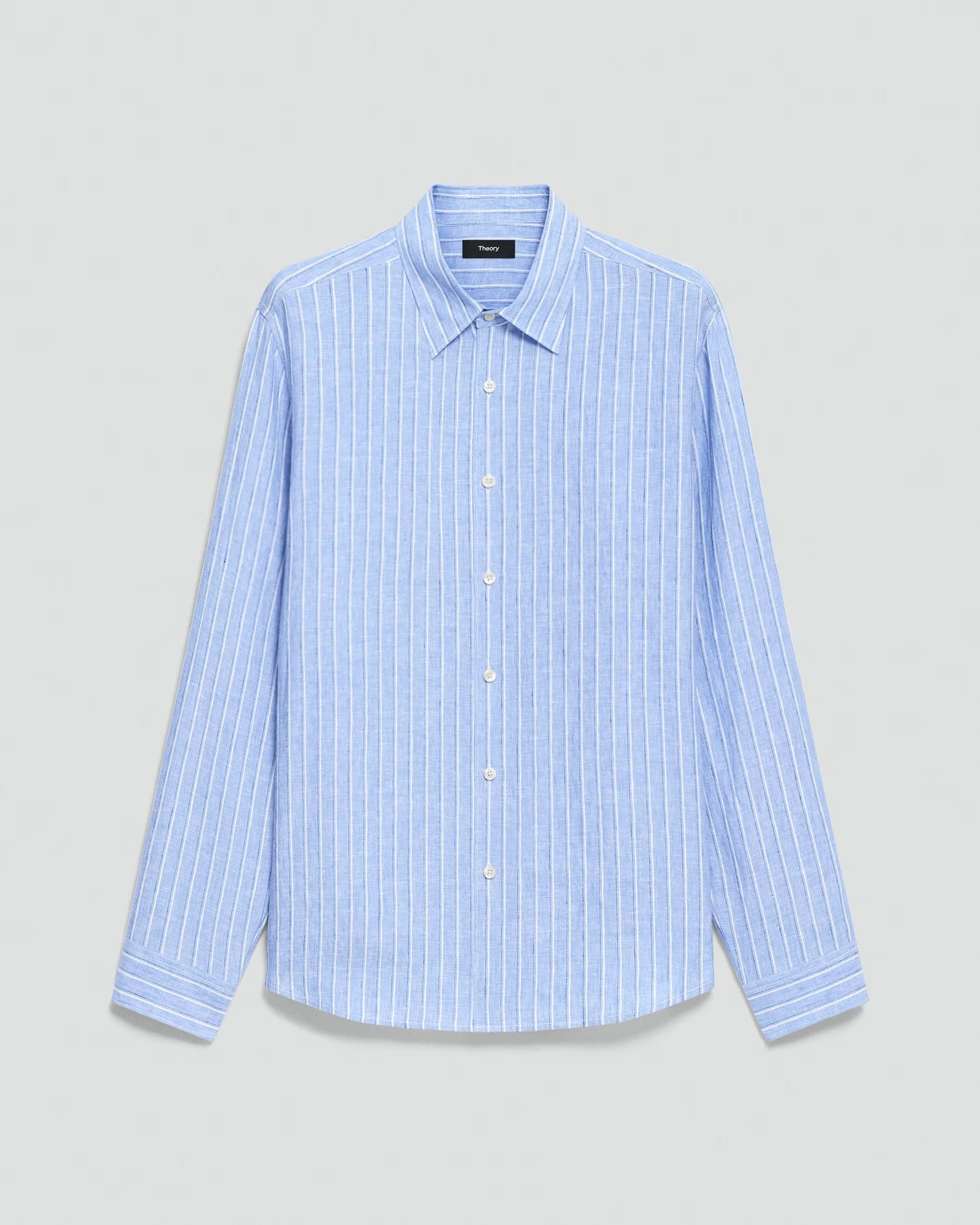Relaxed Irving Shirt in Linen Crisp Blue Multi