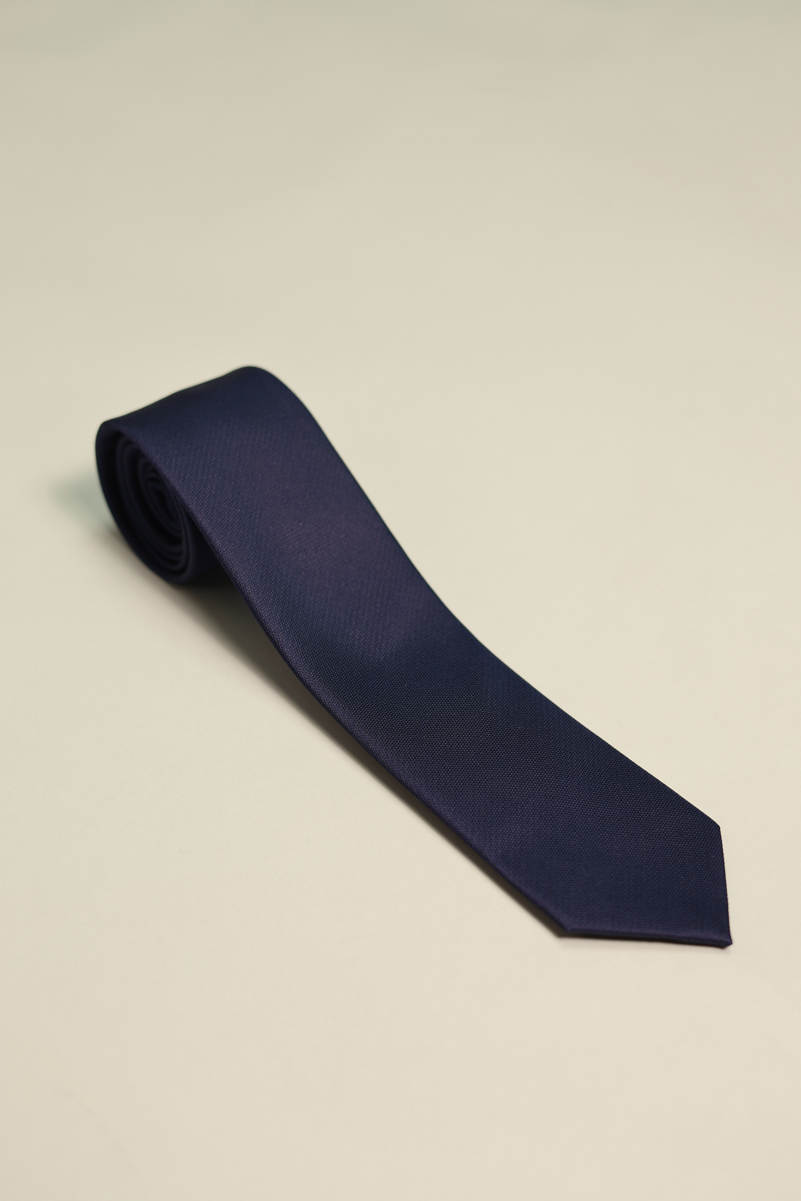 Navy Silk Woven Solid Textured Tie