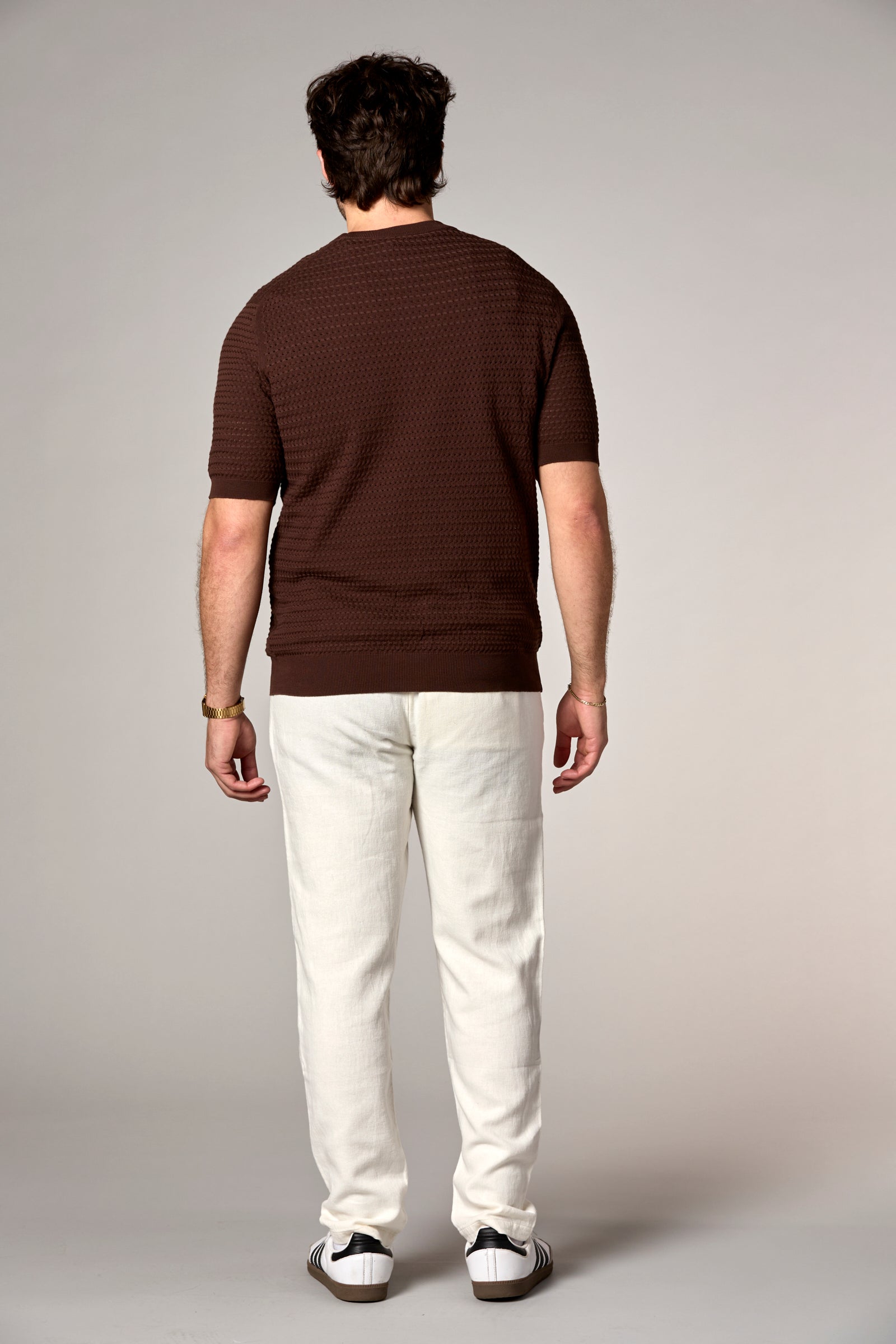 Crochet Sweater Tee Brown