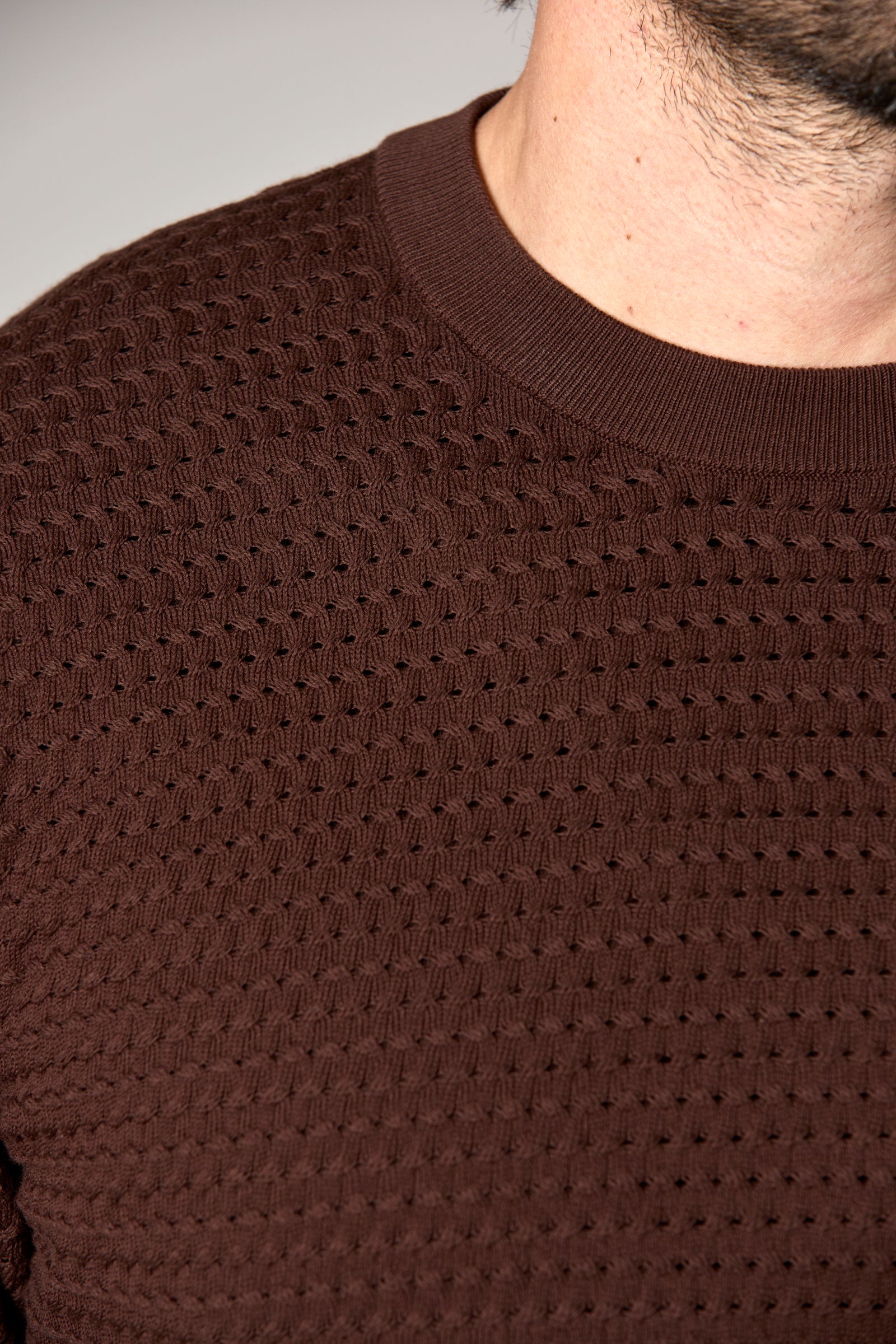 Crochet Sweater Tee Brown