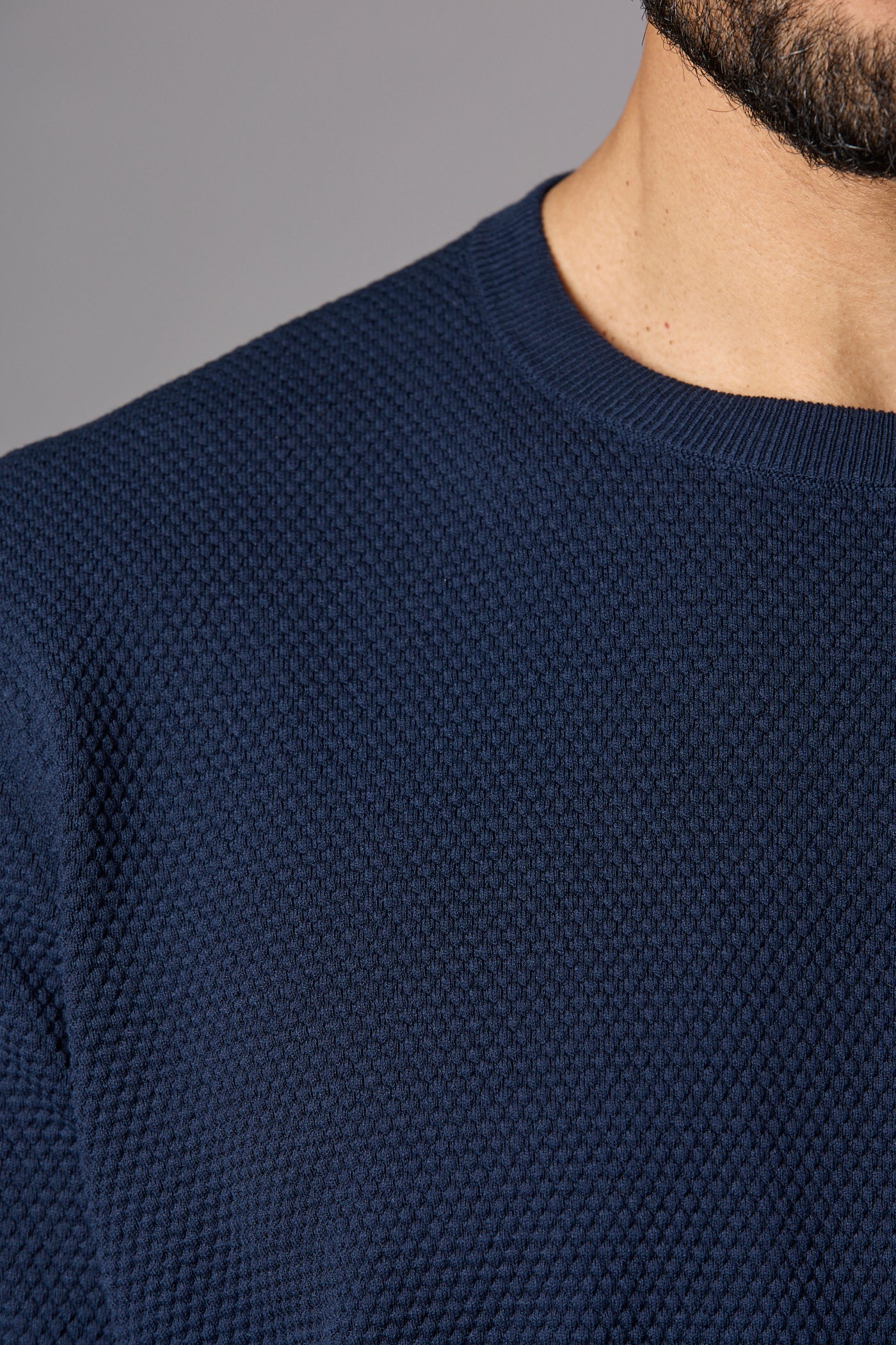 Textured Knit Tee Navy