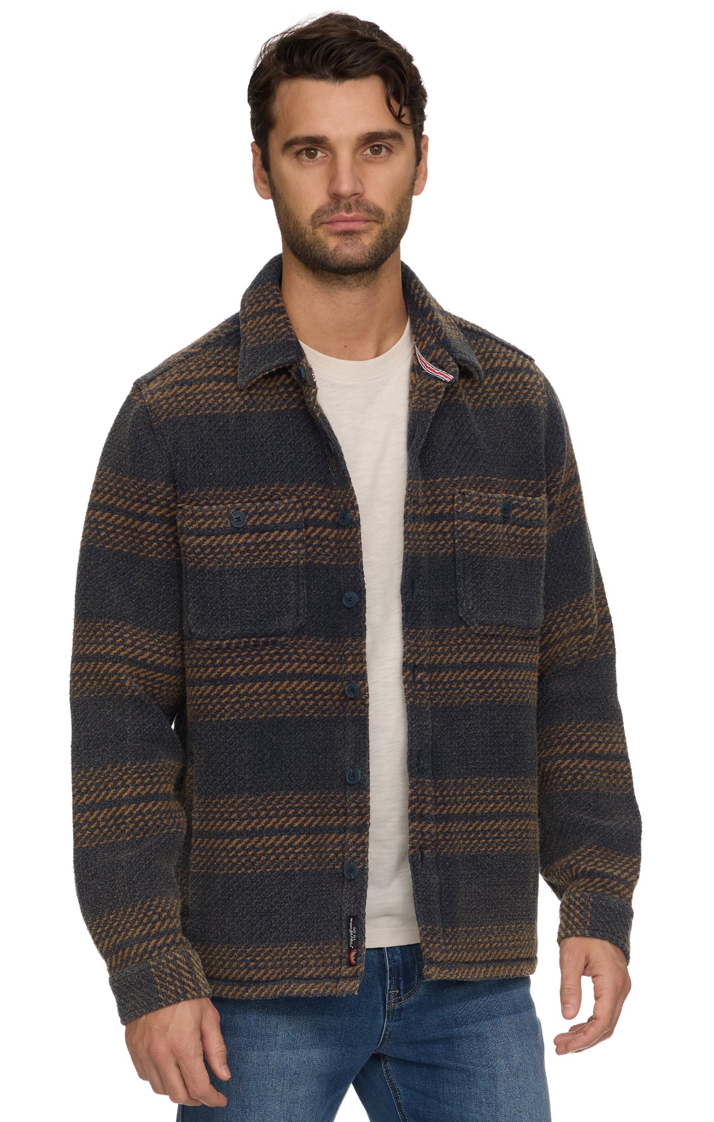 Coaling Textured Vintage Twill Jacket Navy/Brown