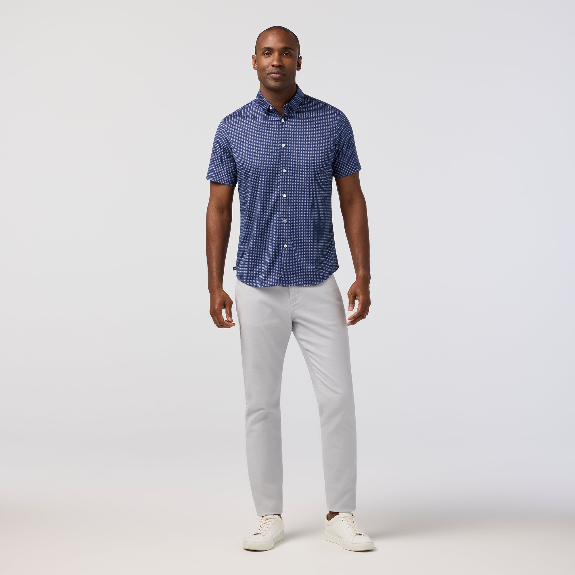 Halyard Short Sleeve Dress Shirt Midnight Navy Circle Dash