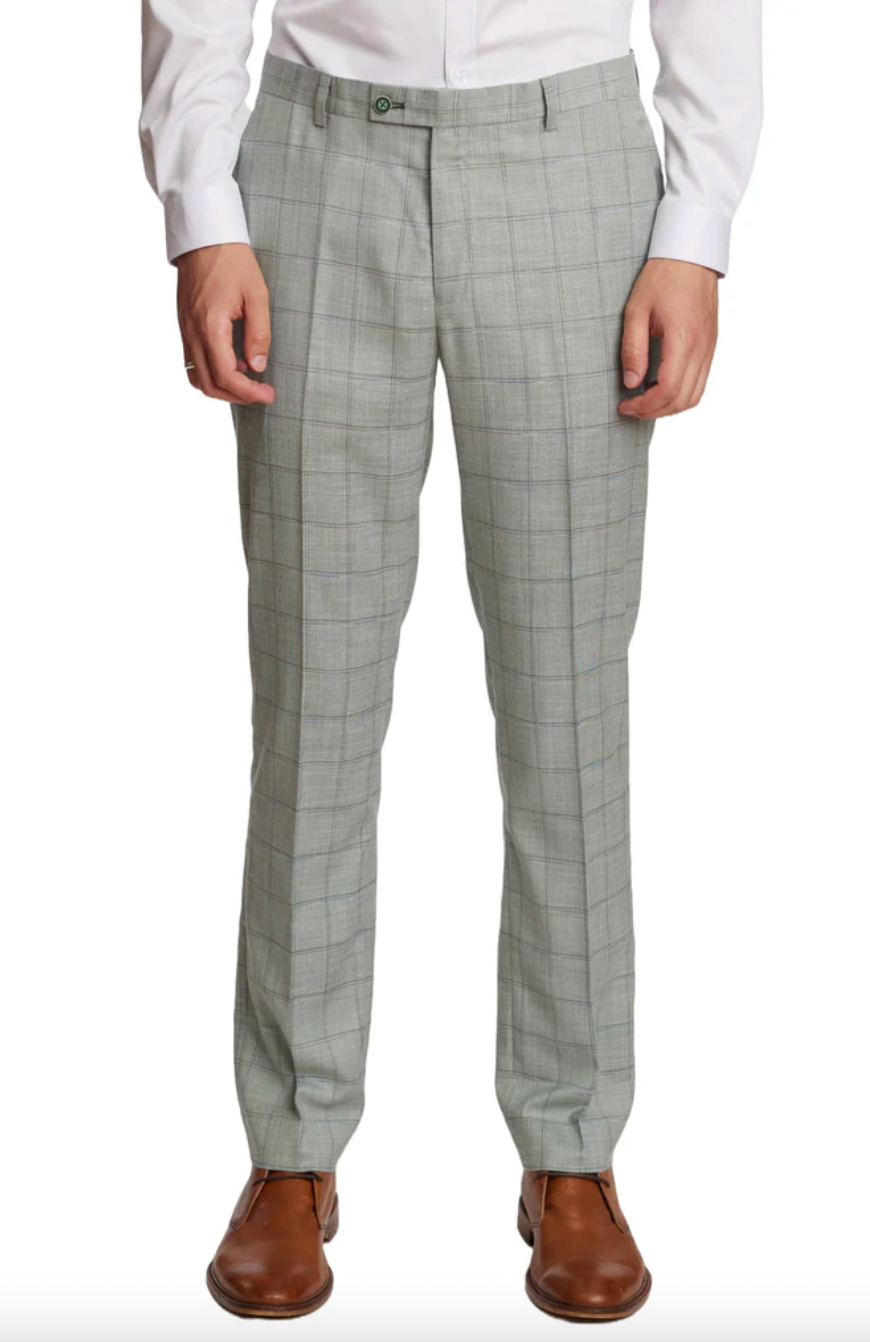 Downing Pants Slim Green Double Check