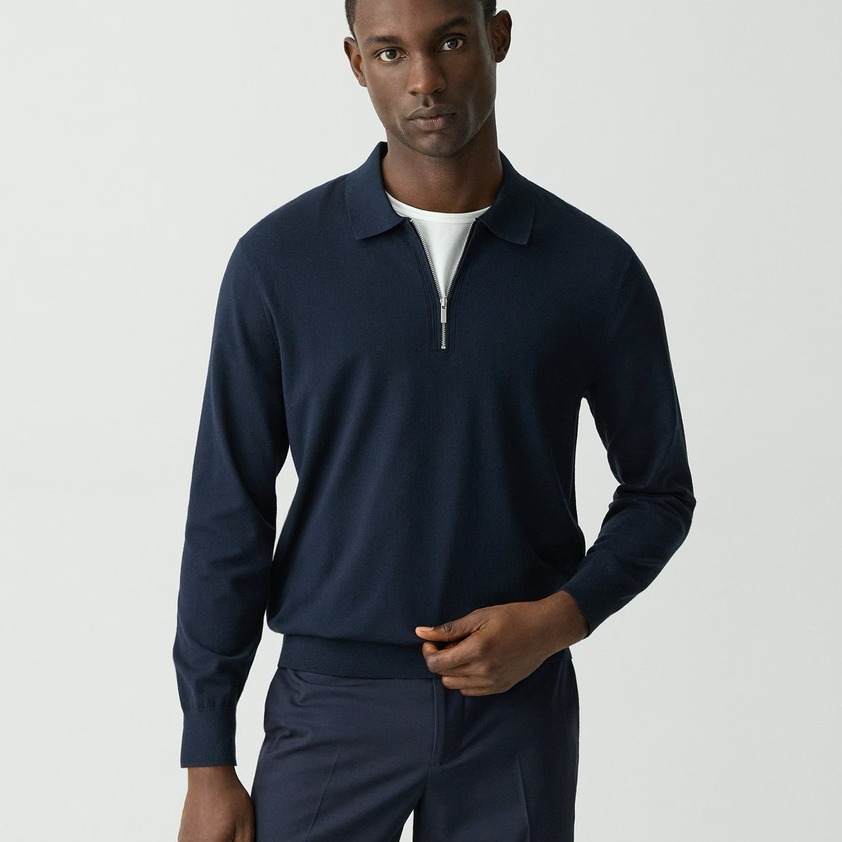 1/4 Zip Polo in Light Bilen Baltic