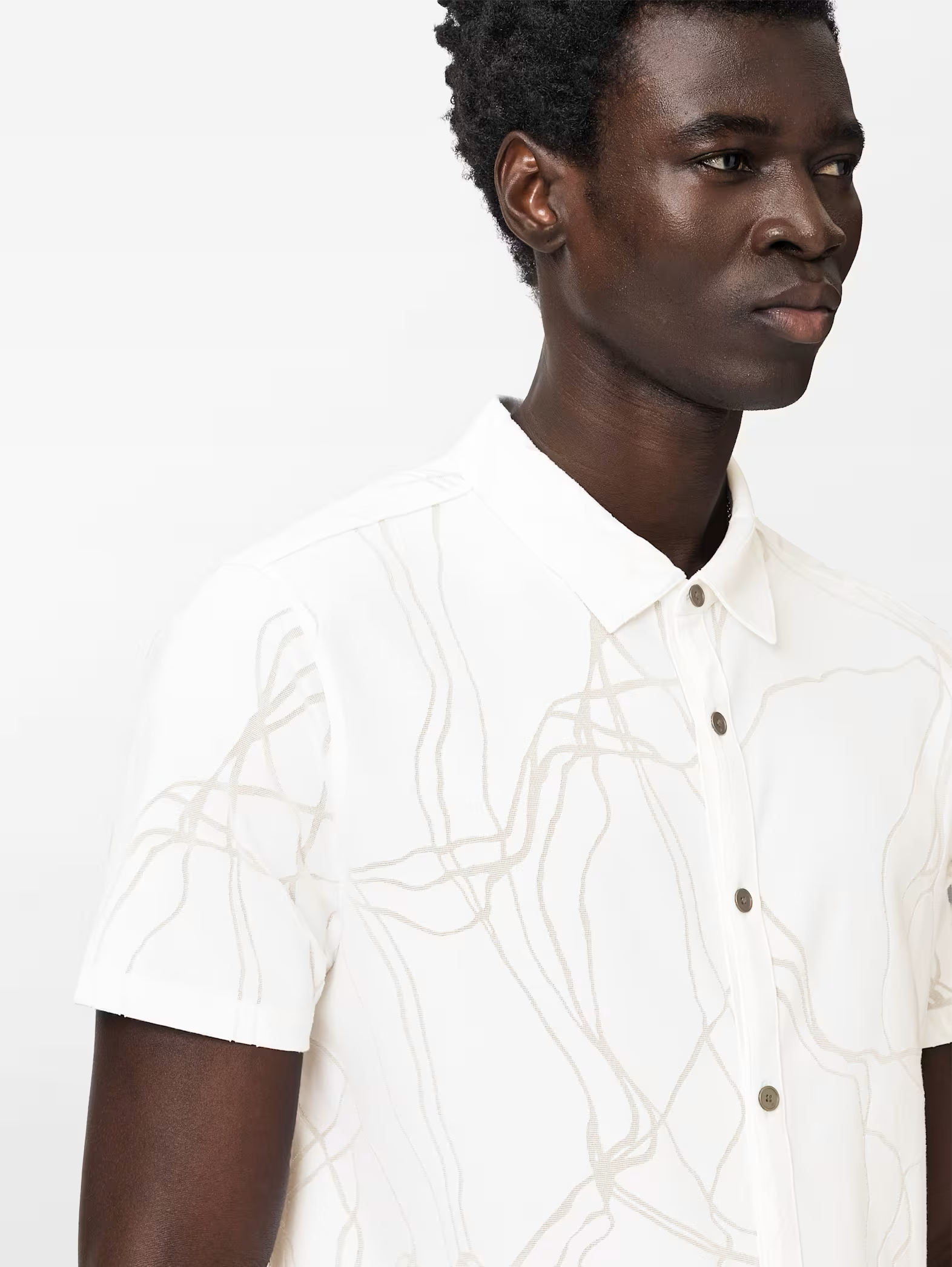 Elio Shirt with Tangled Burnout Lines White