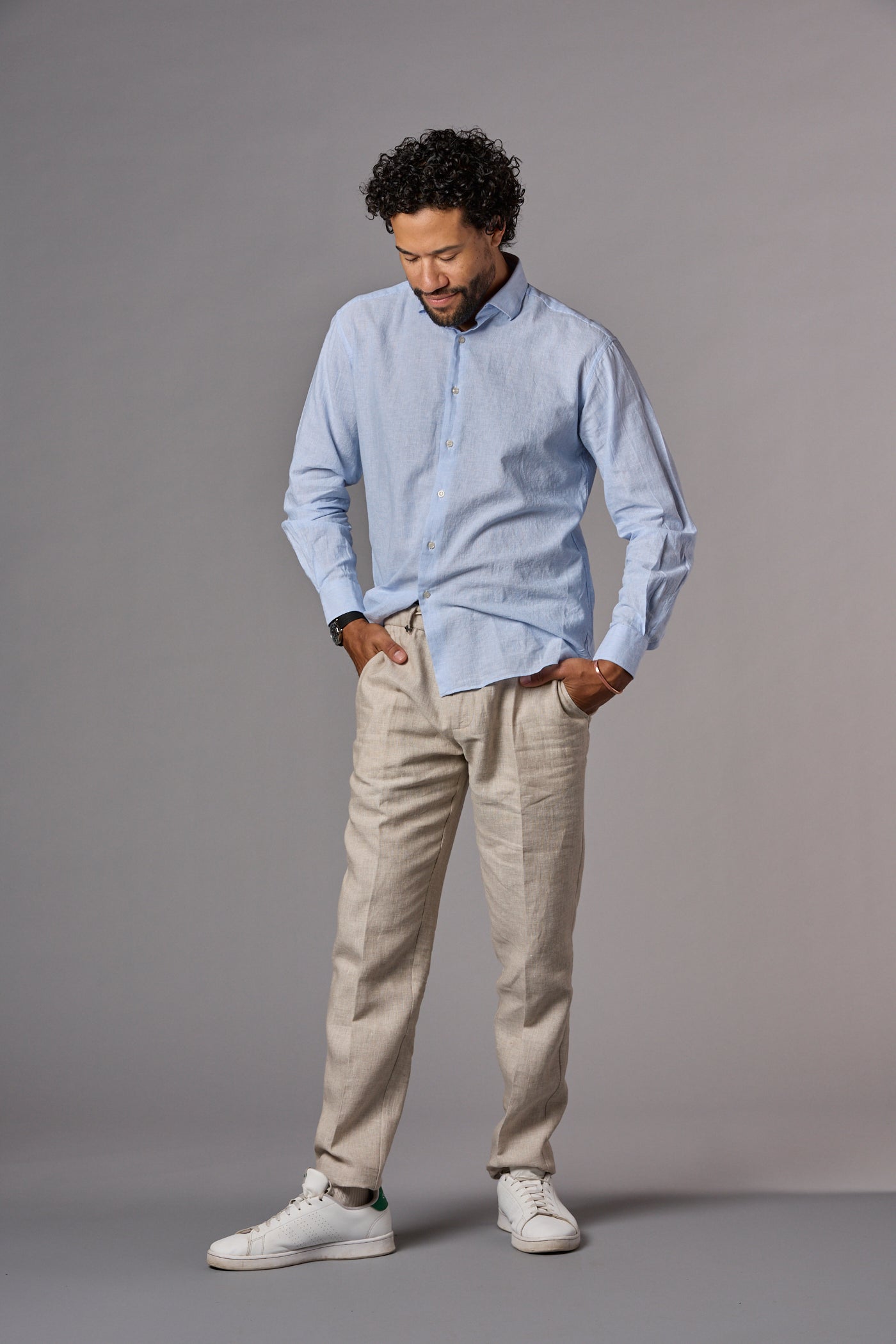 Larry Hidden Button Shirt Blue