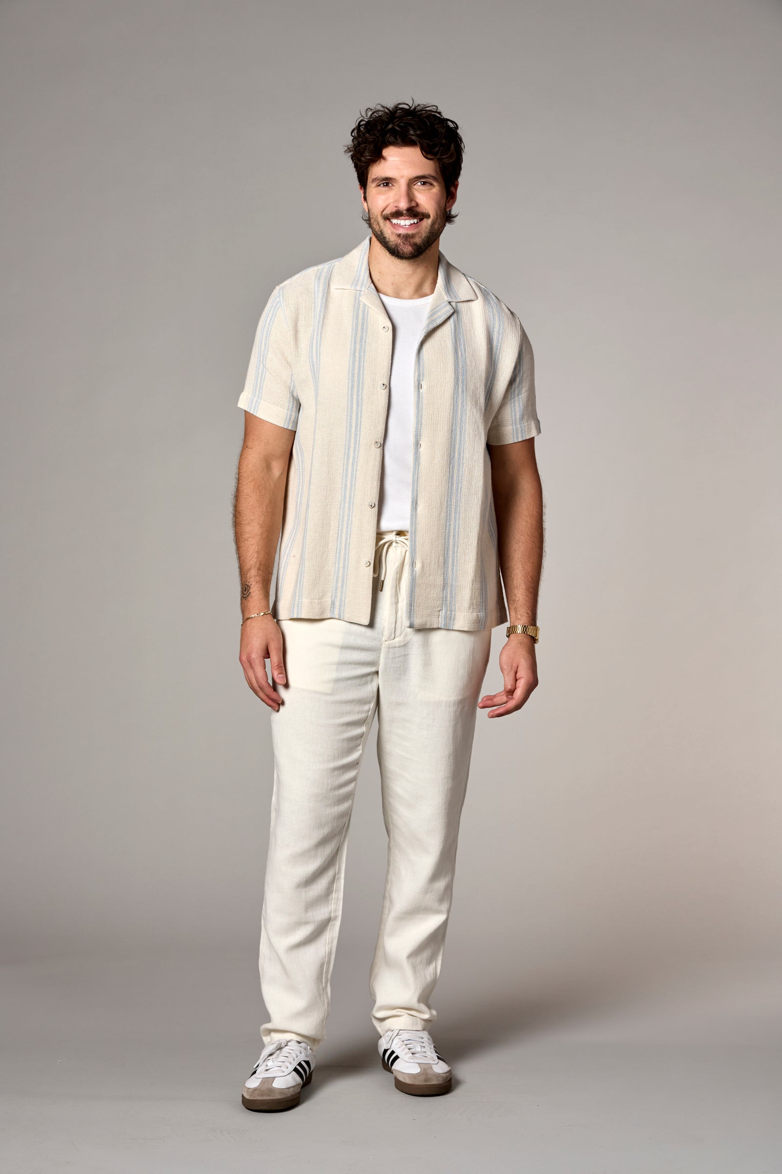 Bahamas S/S Striped Camp Shirt Light Blue/Ecru Stripe