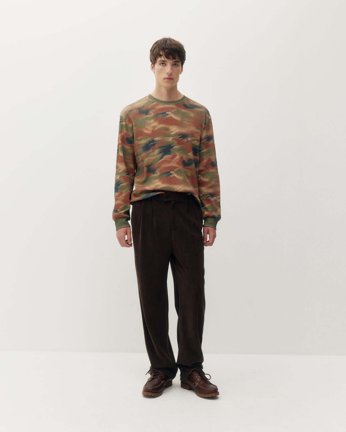 Chenille Knit Pleated Trouser Brown
