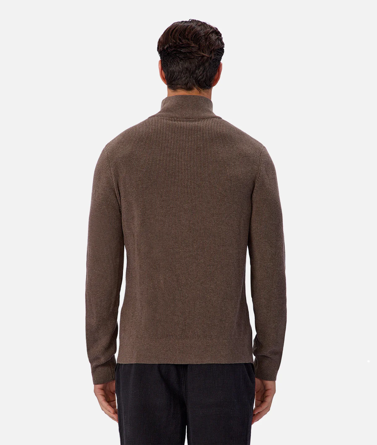 The New England Knit Zip Neck Wood Marl