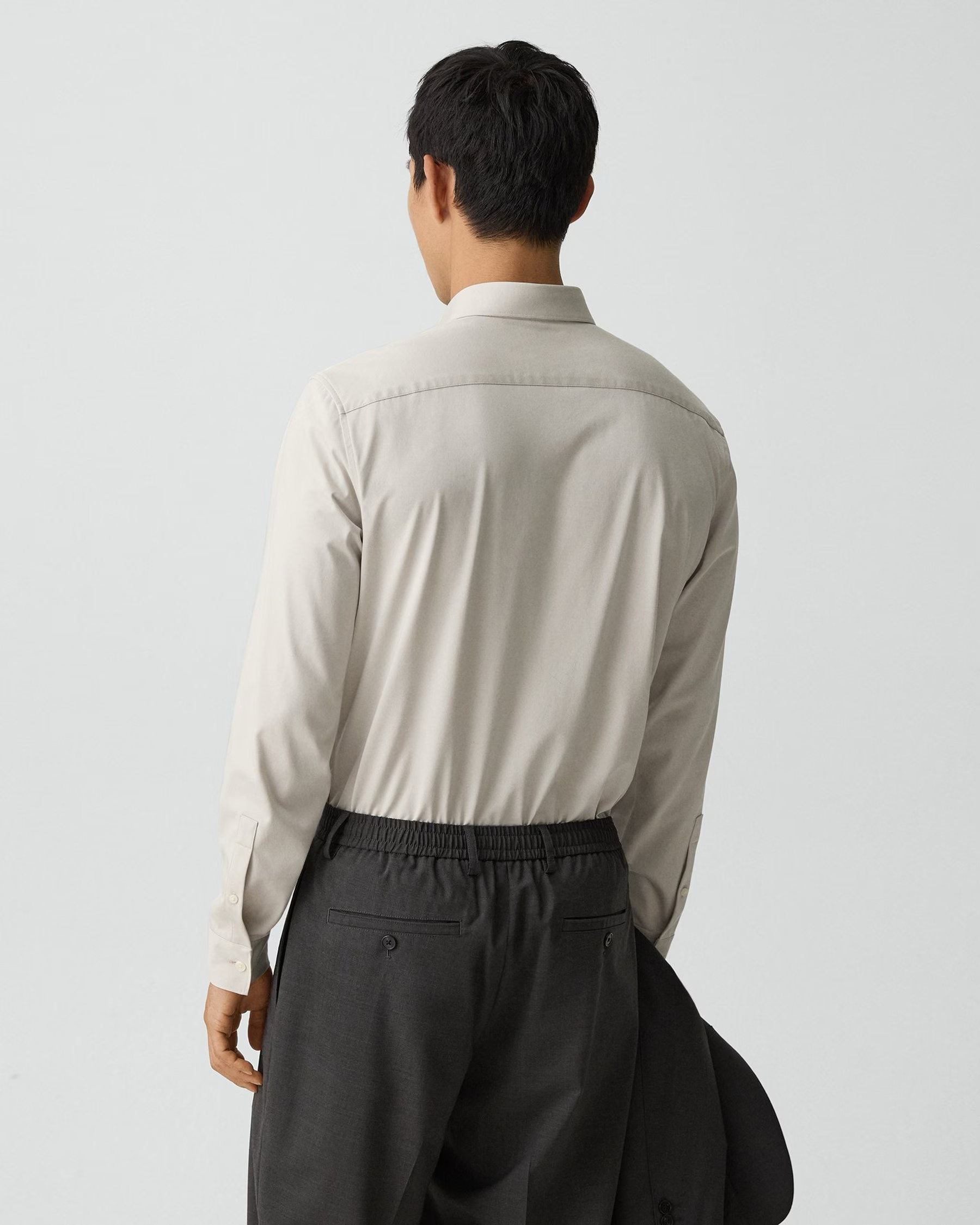Sylvain Shirt in Structure Knit Silver Cloud