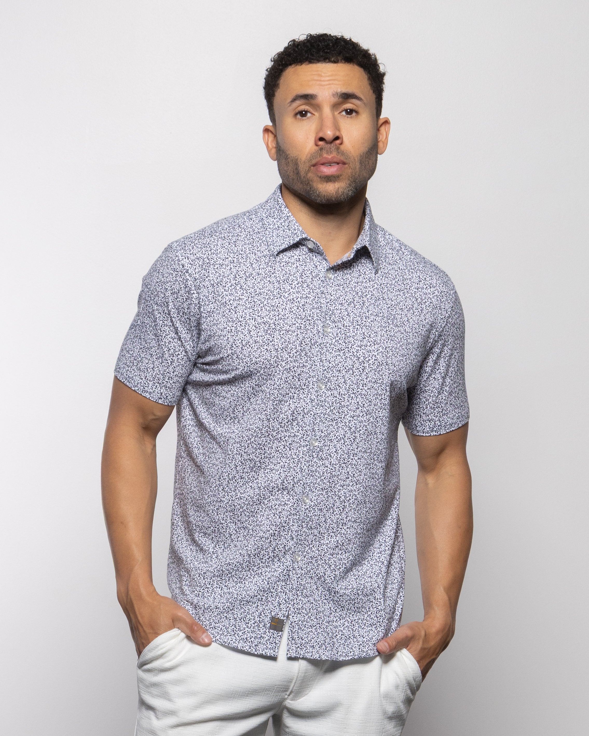 Bello Vines Short Sleeve Shirt Summer White