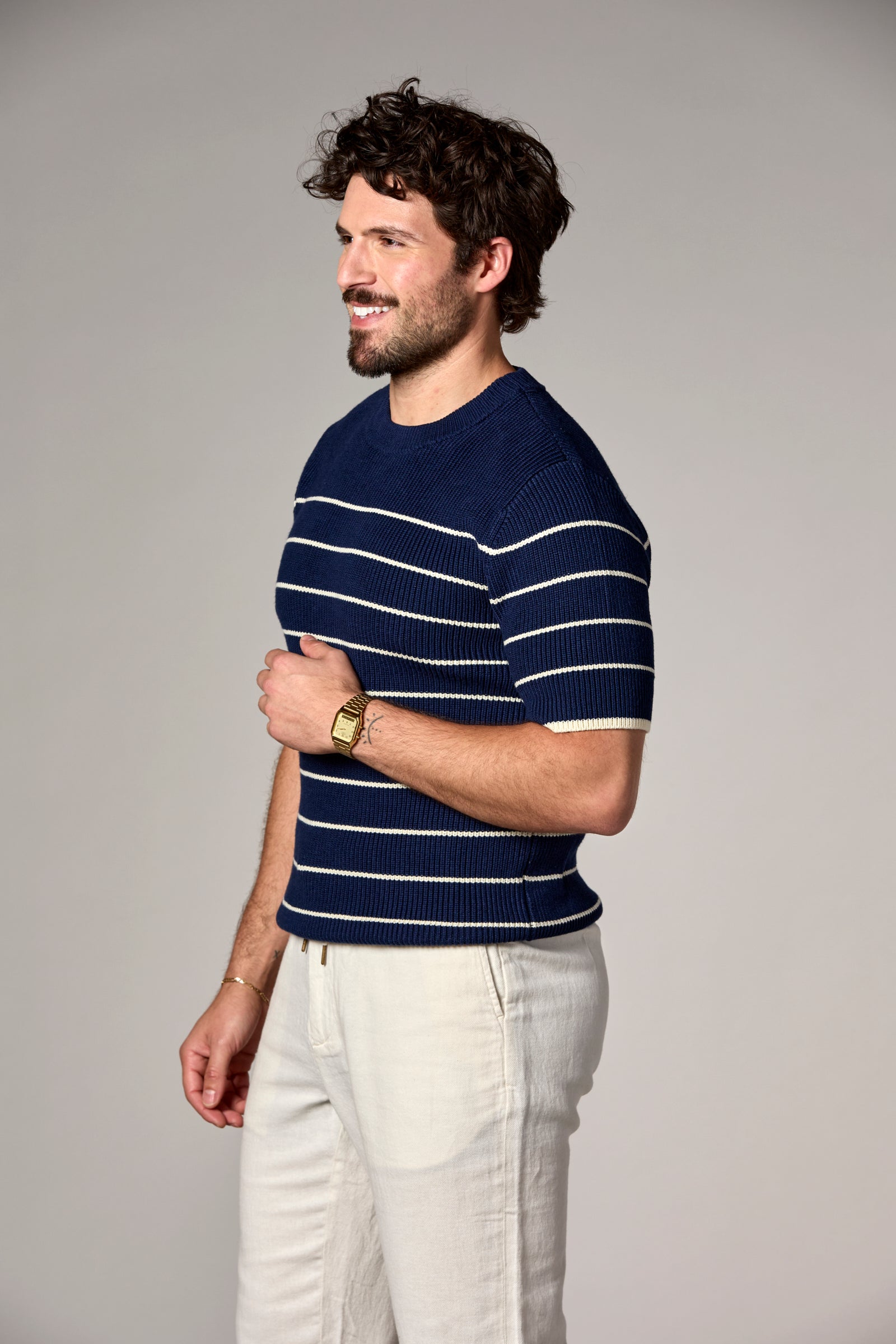Striped Knit Tee Navy/Ivory