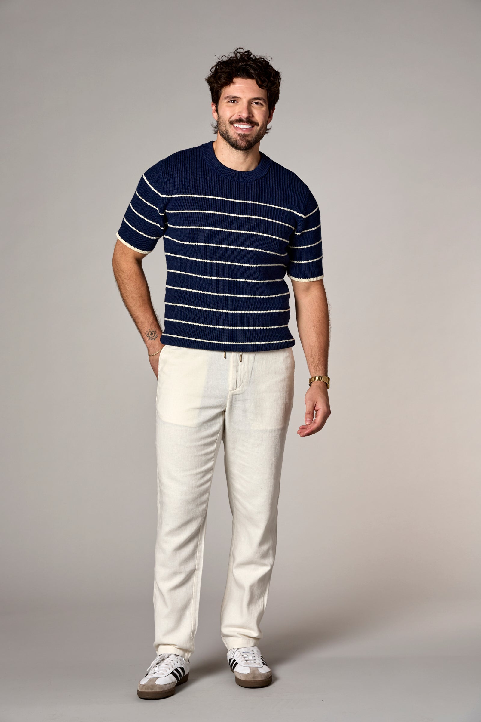 Striped Knit Tee Navy/Ivory