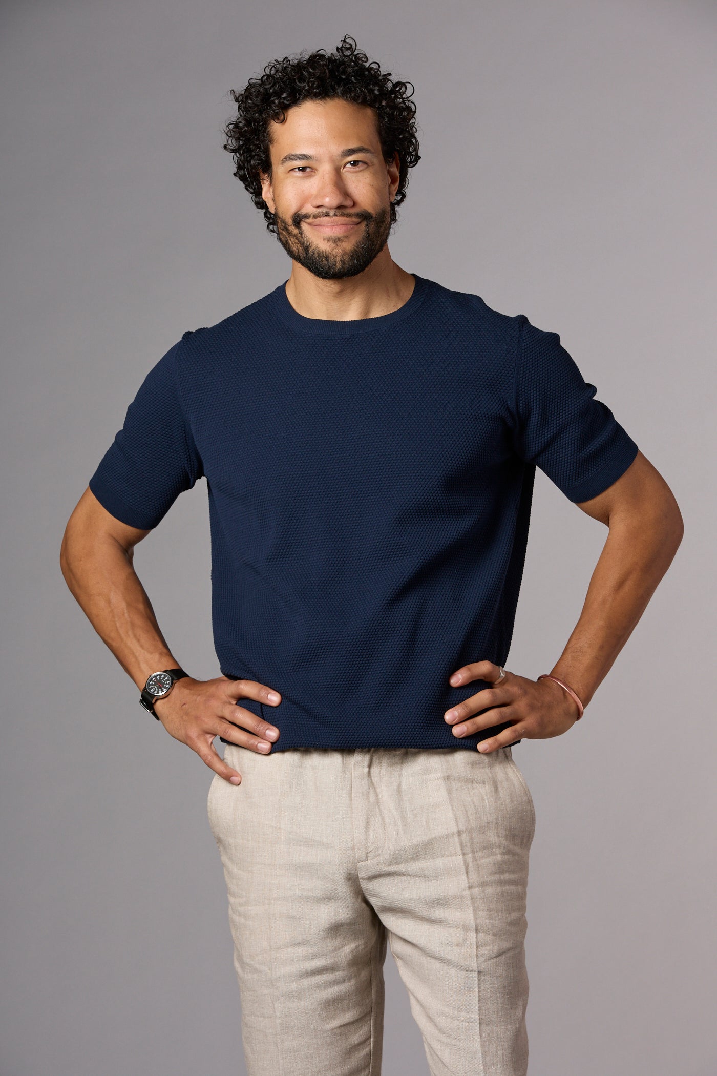 Textured Knit Tee Navy