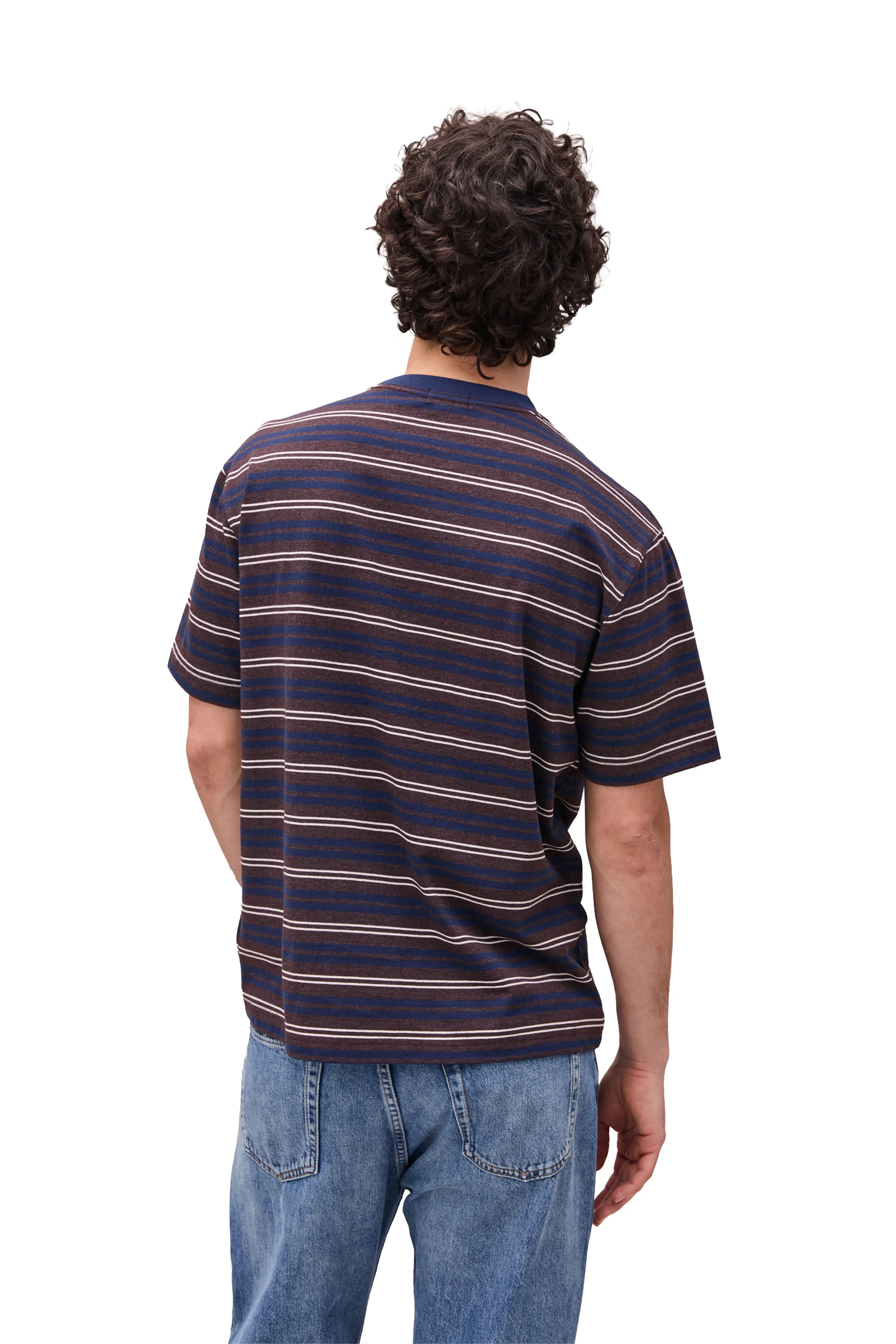 Recycled Stripe Tee Brown/Navy