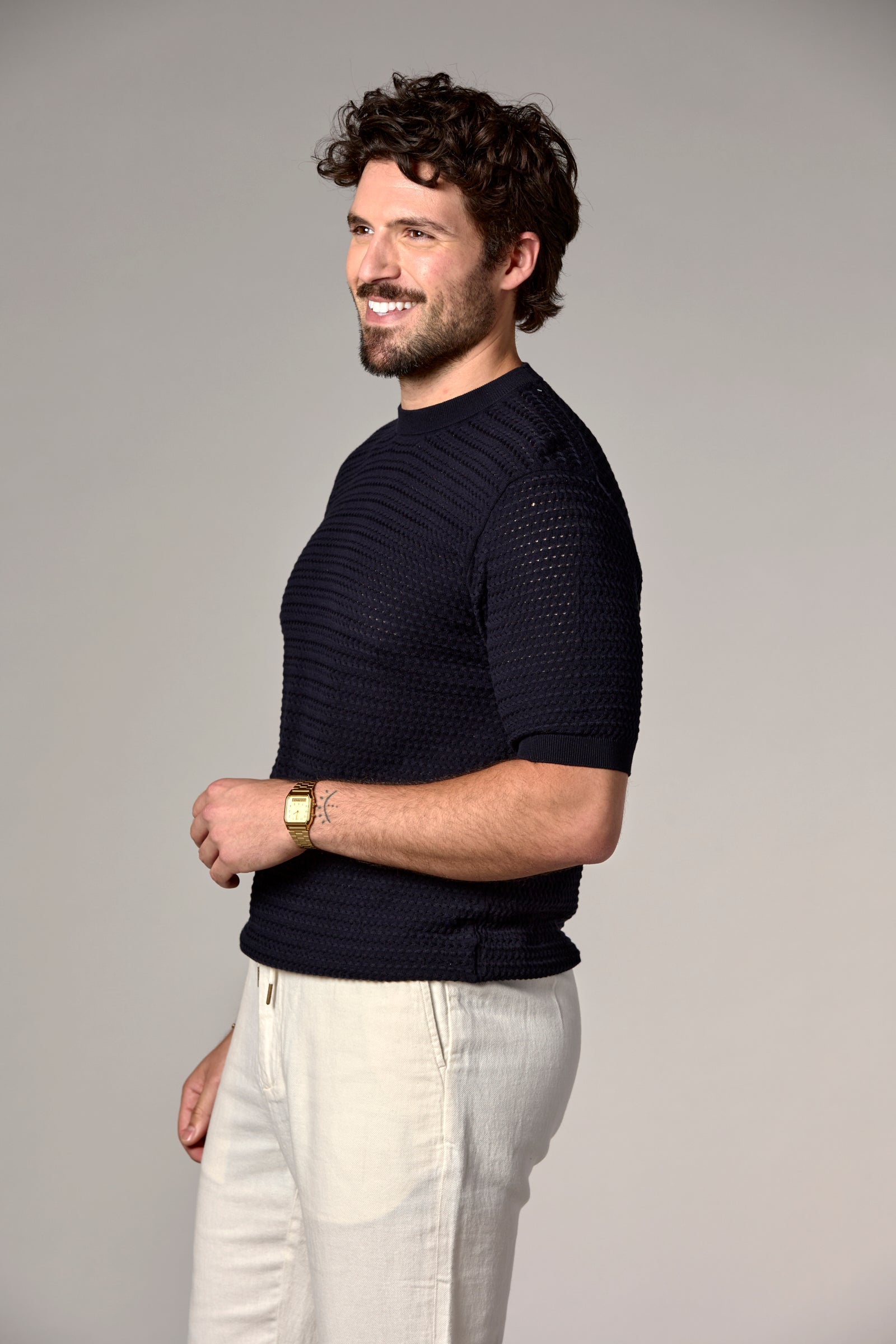 Crochet Sweater Tee Dark Navy