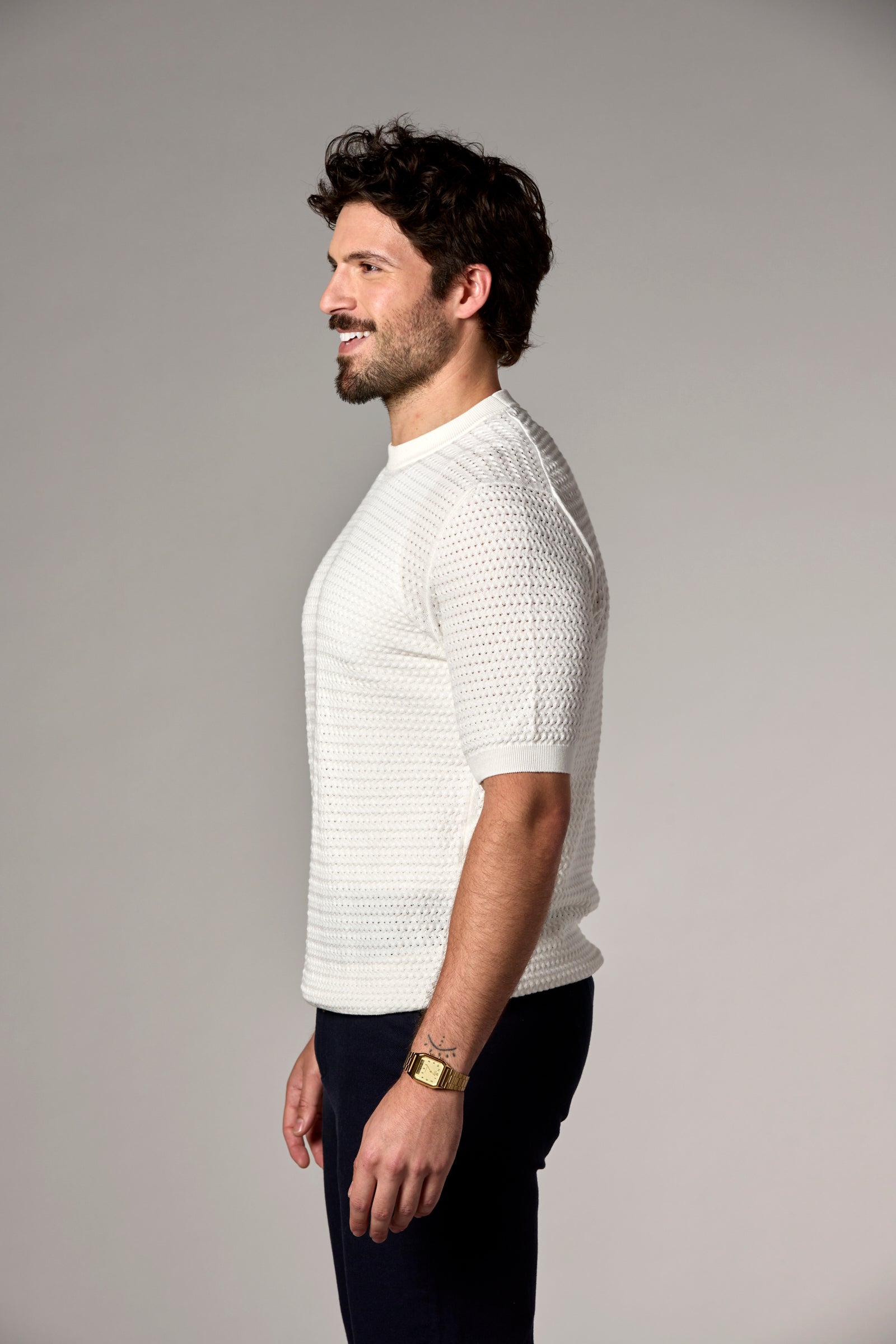 Crochet Sweater Tee Off-White