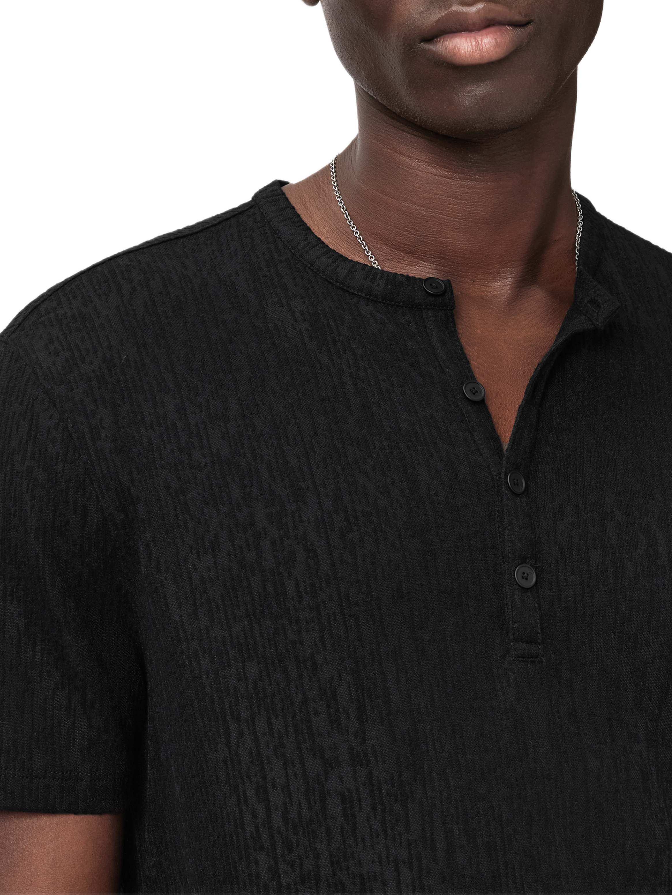 Egon Textured Short Sleeve Henley Black