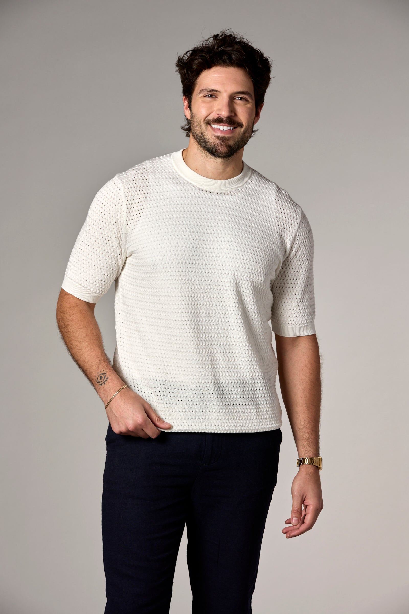 Crochet Sweater Tee Off-White