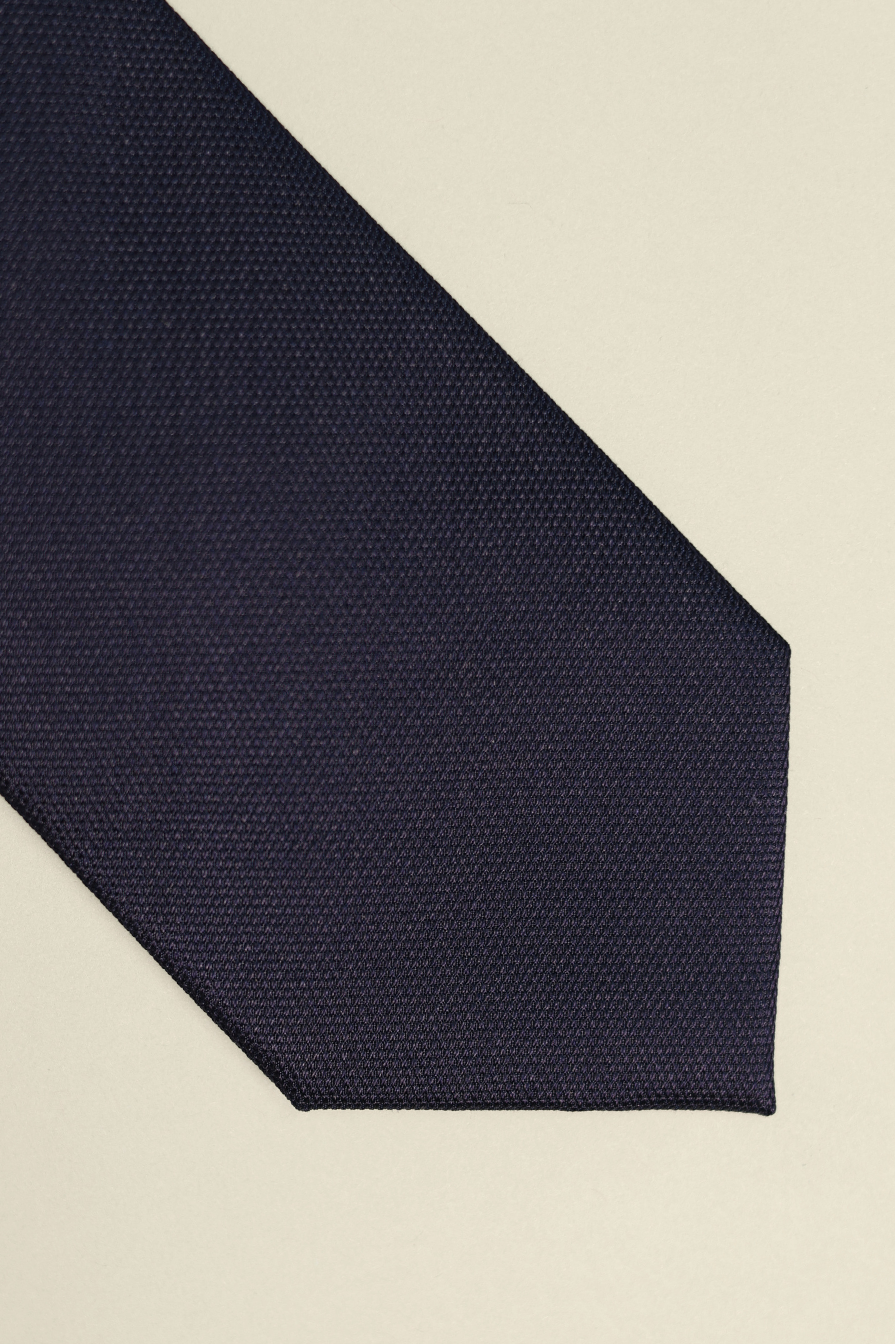 Navy Silk Woven Solid Textured Tie