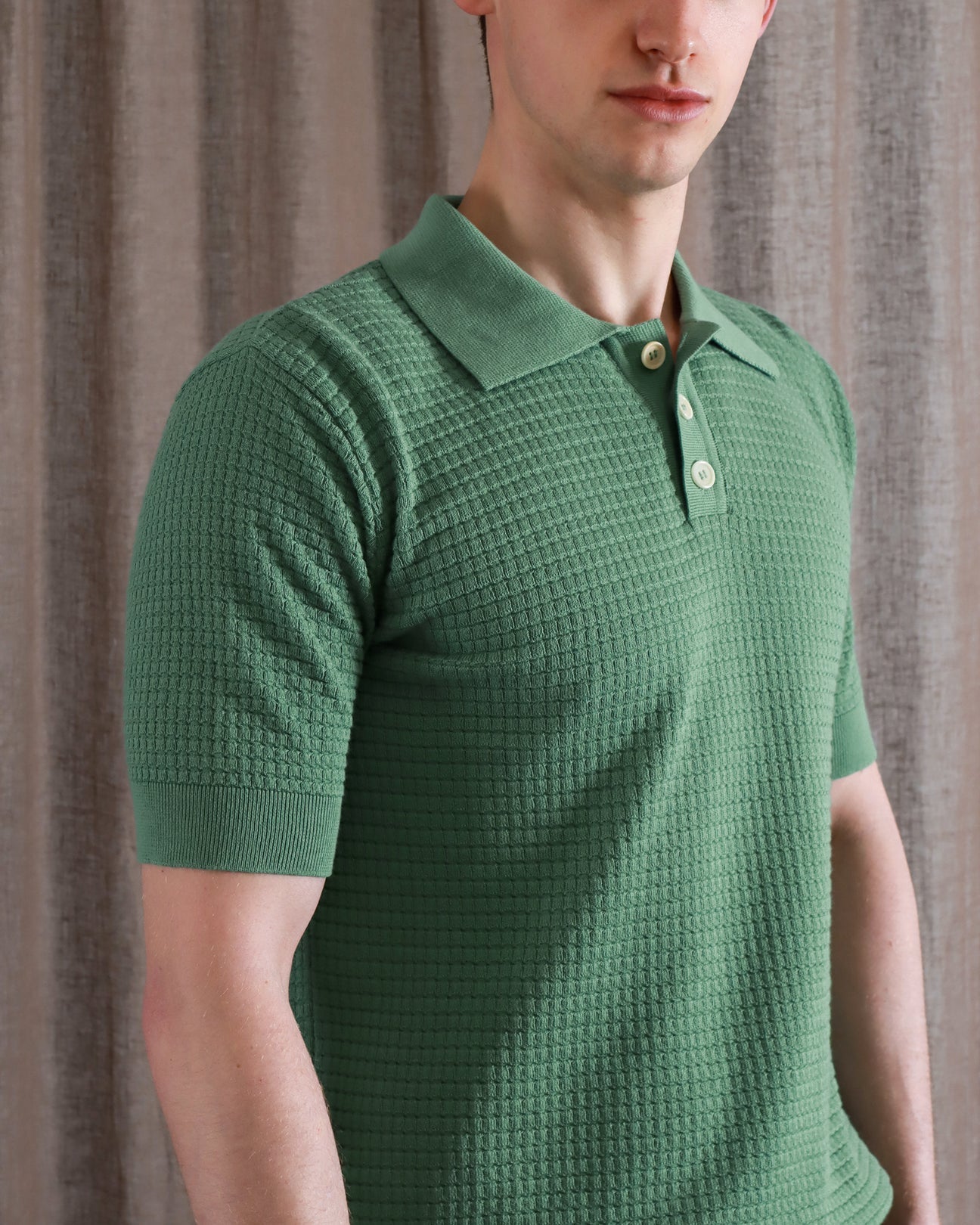 Renard Waffle Polo Frosty Green