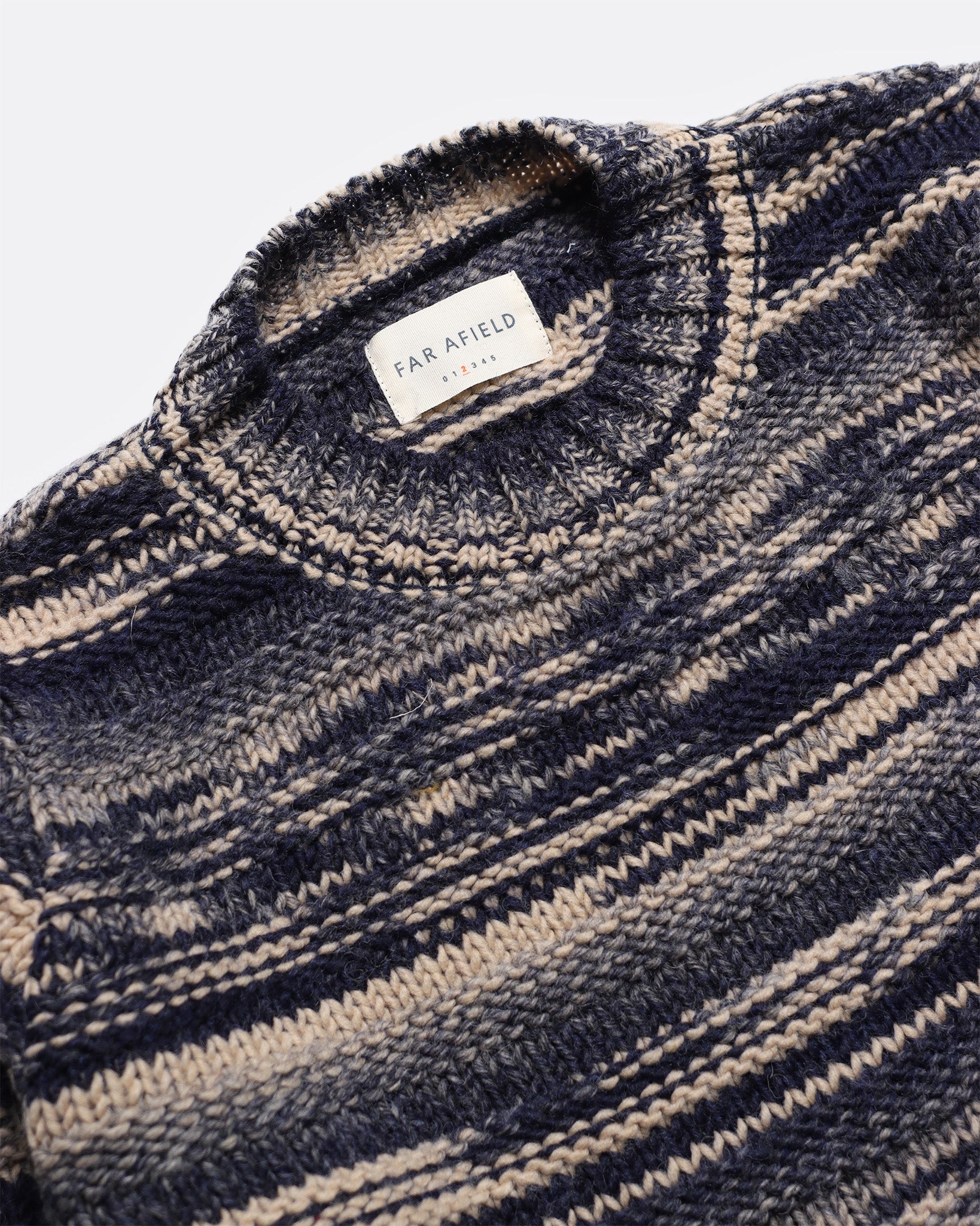 Hosono Stripe Knit Sweater, Navy Iris/Cornstalk