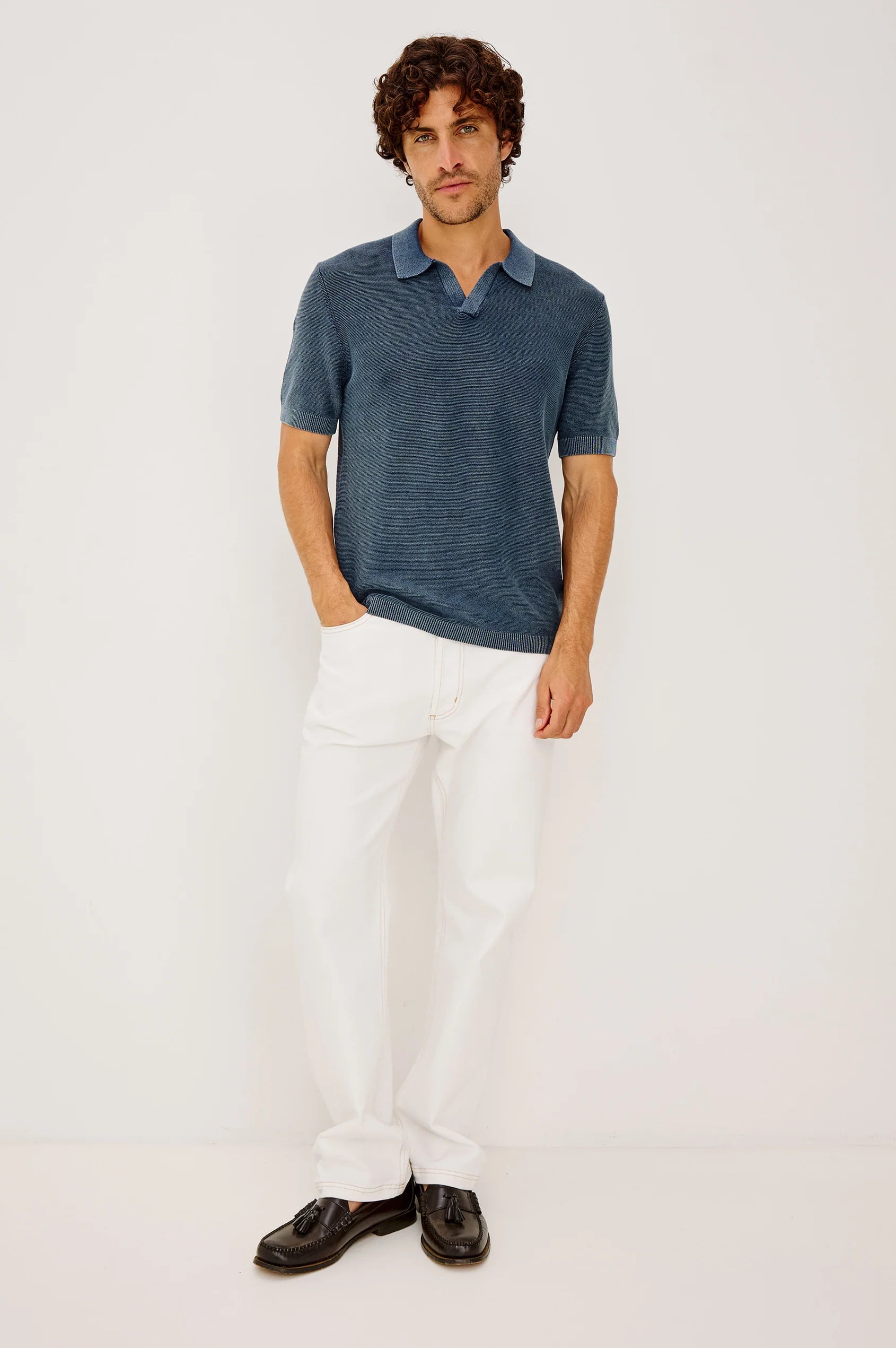 Baker Knit Polo Sunwashed Navy
